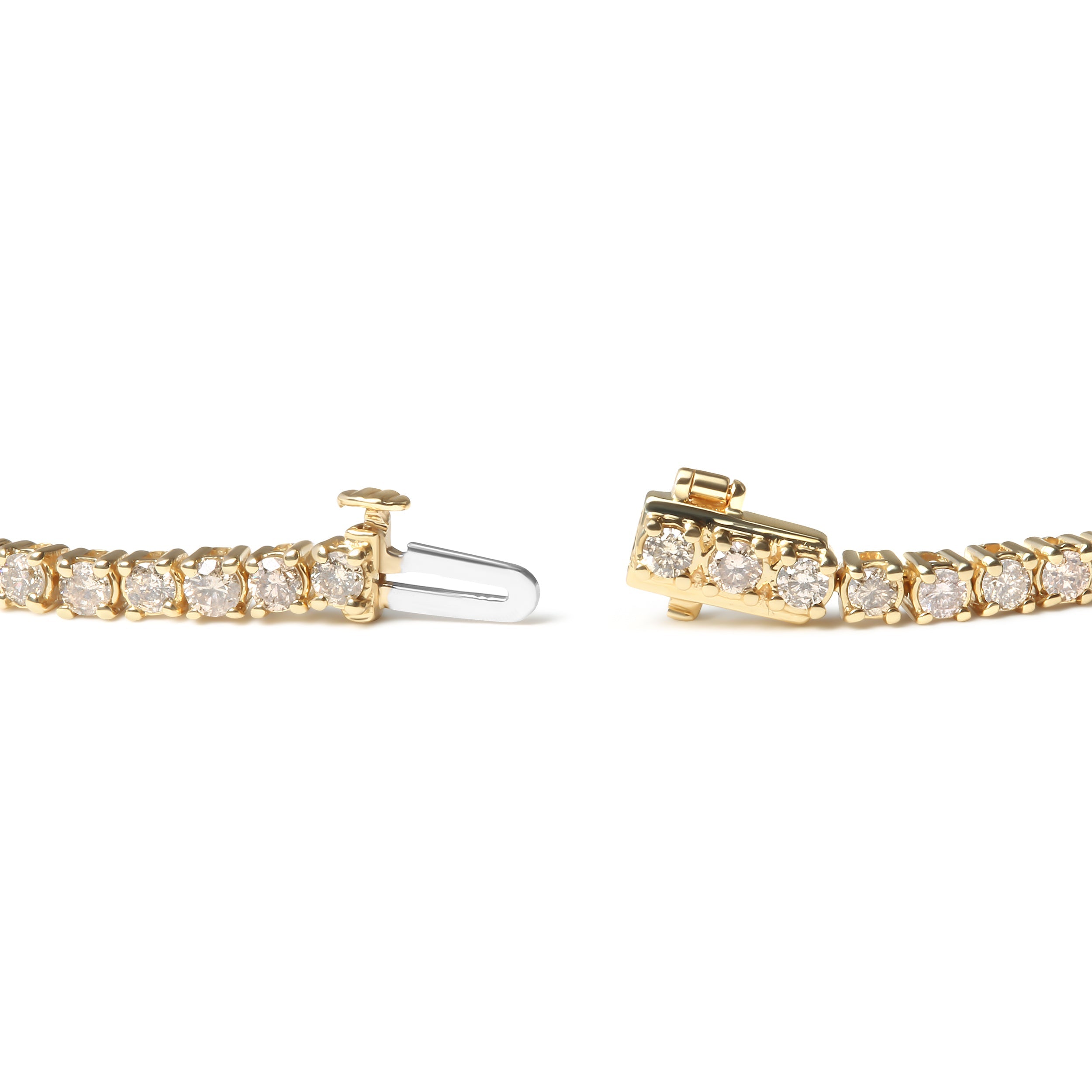 14K Yellow Gold 6.0 Cttw Classic 4 Prong Set Round Brilliant Cut Diamond Tennis Bracelet K-L Color, VS2-SI1 Clarity - 7.25" on sale at MyriadMart