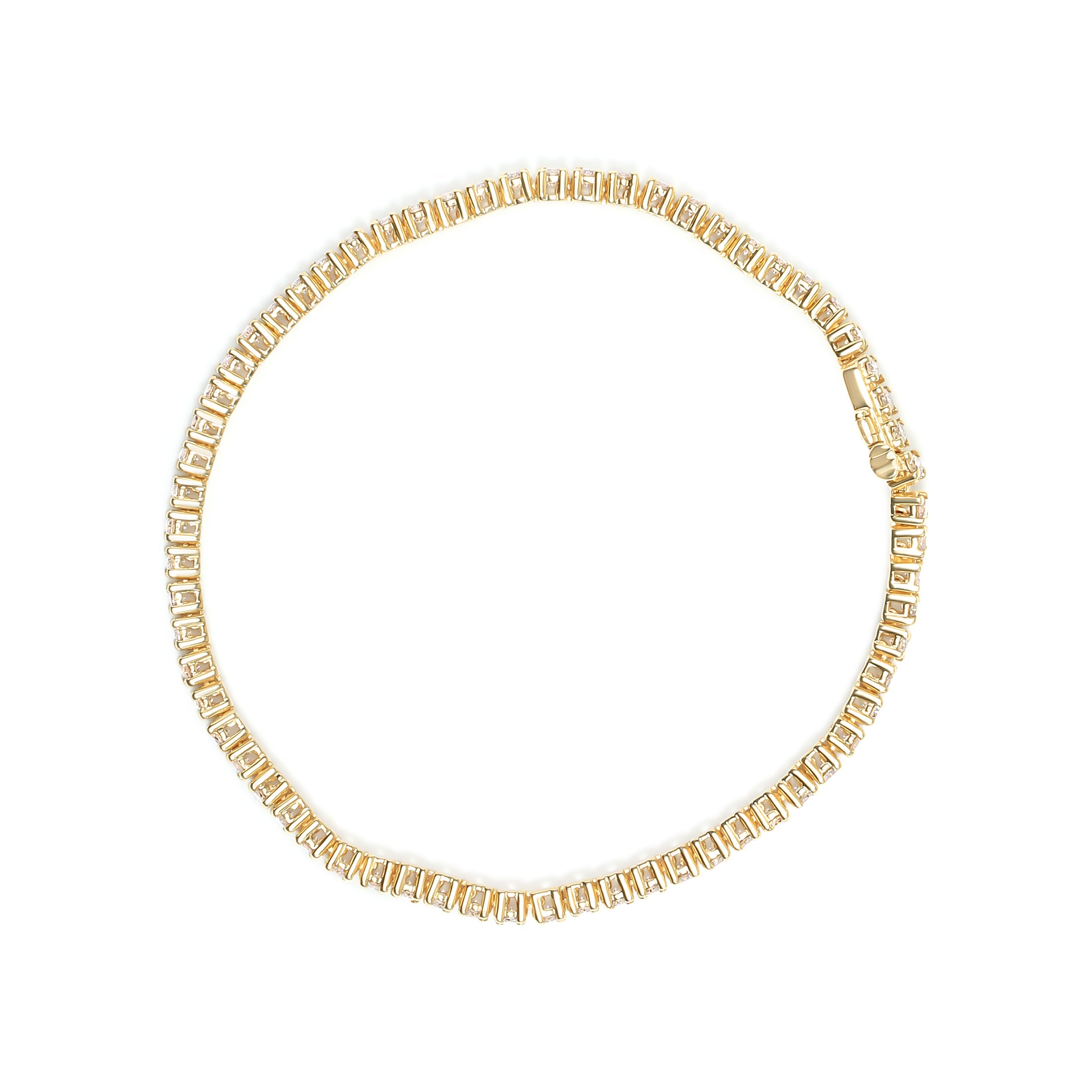 14K Yellow Gold 6.0 Cttw Classic 4 Prong Set Round Brilliant Cut Diamond Tennis Bracelet K-L Color, VS2-SI1 Clarity - 7.25" on sale at MyriadMart