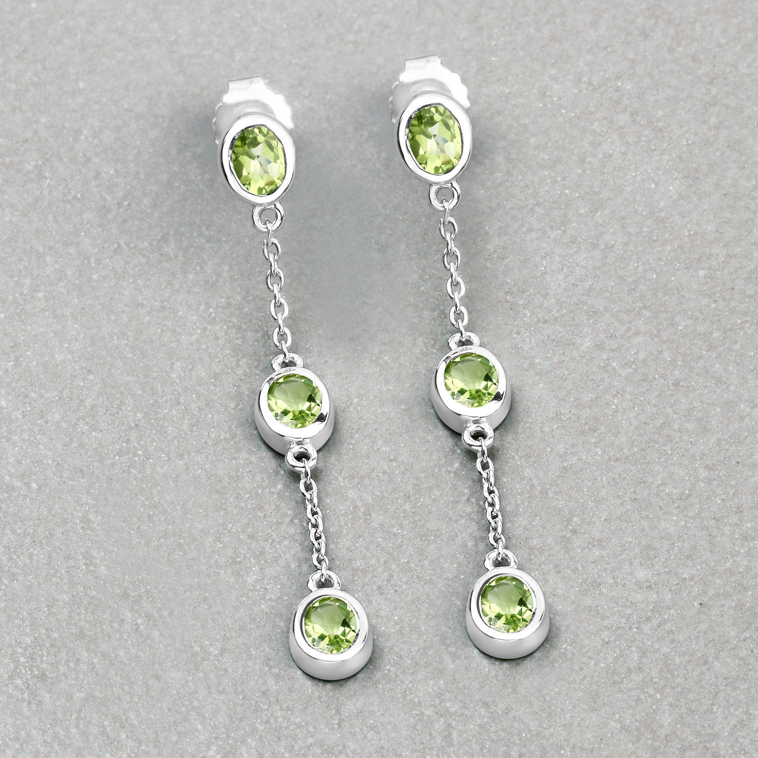 2.10 Carat Genuine Peridot .925 Sterling Silver Earrings on sale at MyriadMart