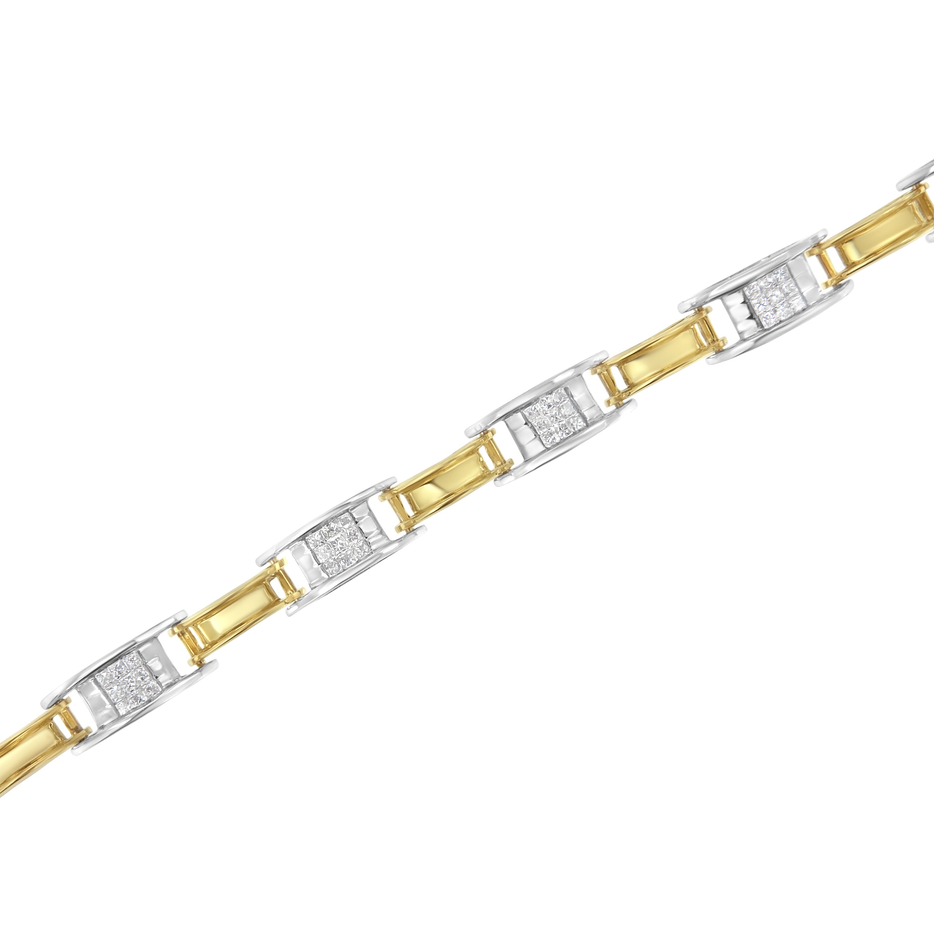 14K Two-Tone Gold 1.00 Cttw Princess-Cut Diamond Chain Link 7" Bracelet H-I Color, SI1-SI2 Clarity on sale at MyriadMart