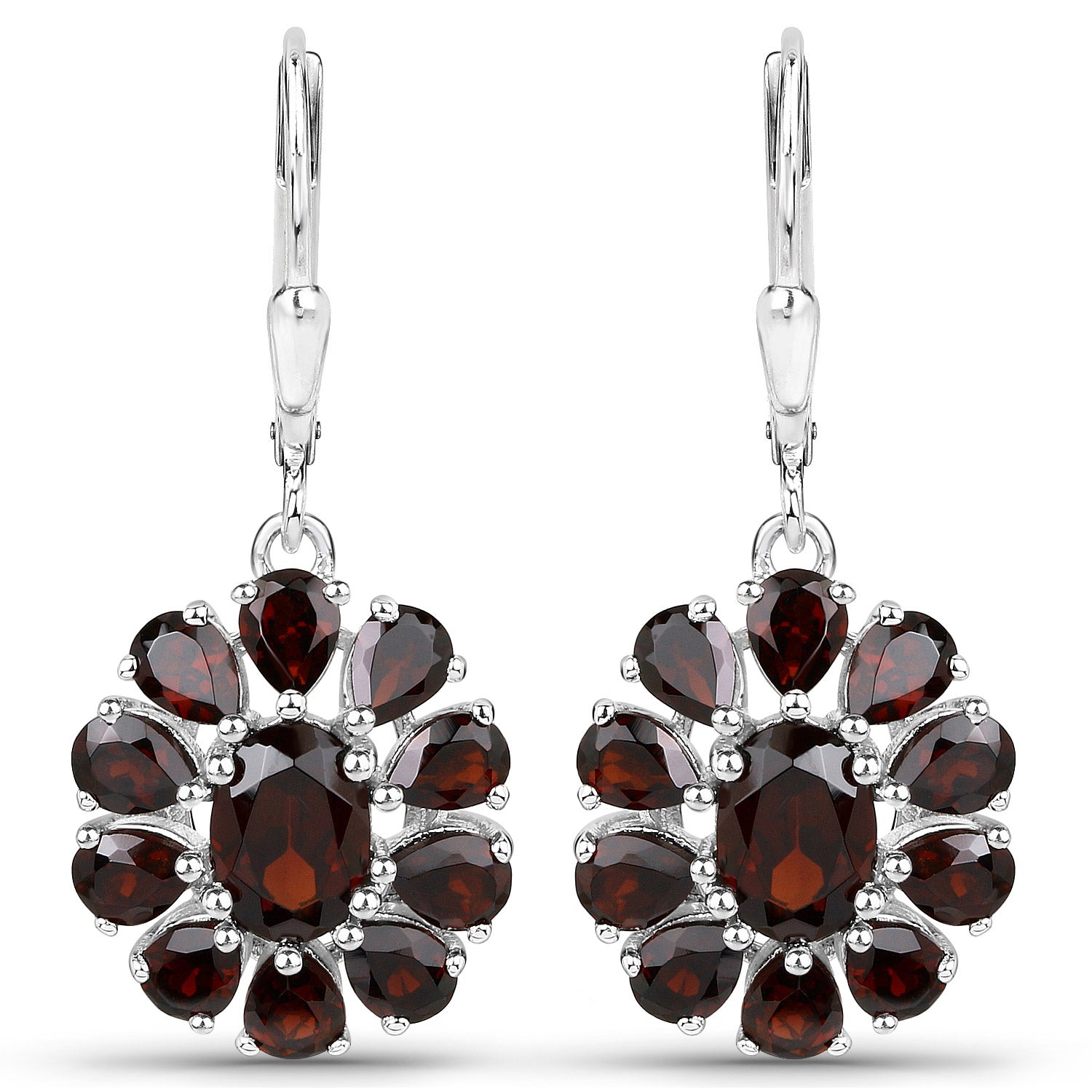 13.82 Carat Genuine Garnet and White Topaz .925 Sterling Silver 3 Piece Jewelry Set Ring, Earrings, and Pendant w/ Chain on sale at MyriadMart