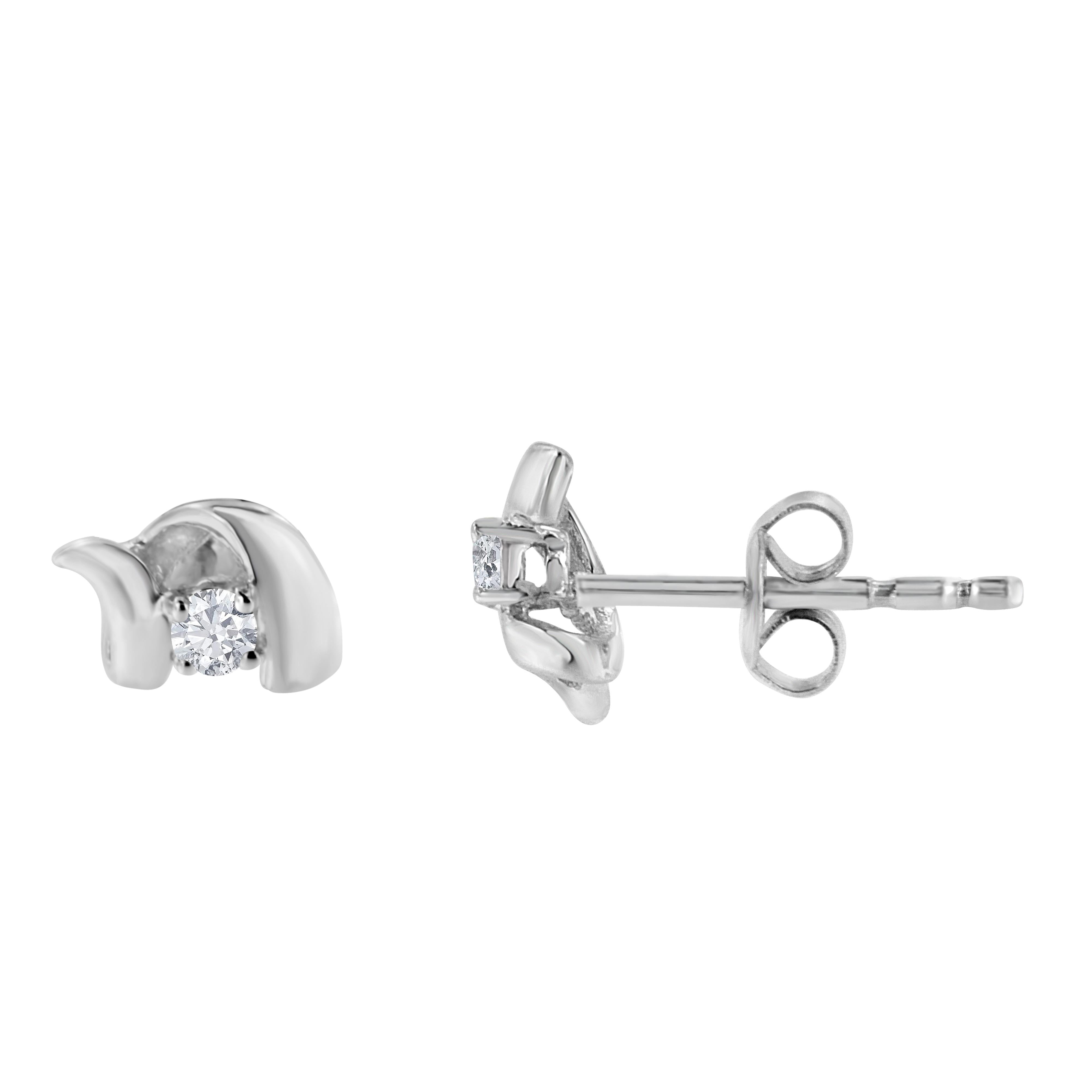 .925 Sterling Silver Round Cut Diamond Fashion Stud Earrings 0.10 cttw, I-J Color, I2-I3 Clarity on sale at MyriadMart