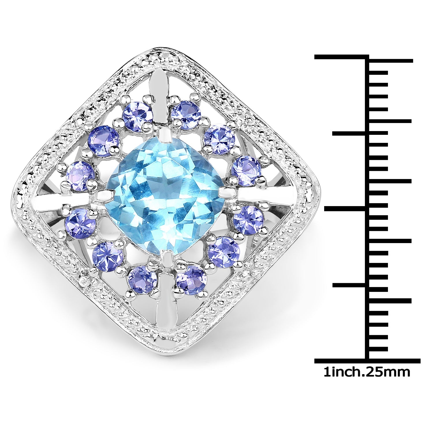 4.24 Carat Genuine Blue Topaz and Tanzanite .925 Sterling Silver Ring on sale at MyriadMart