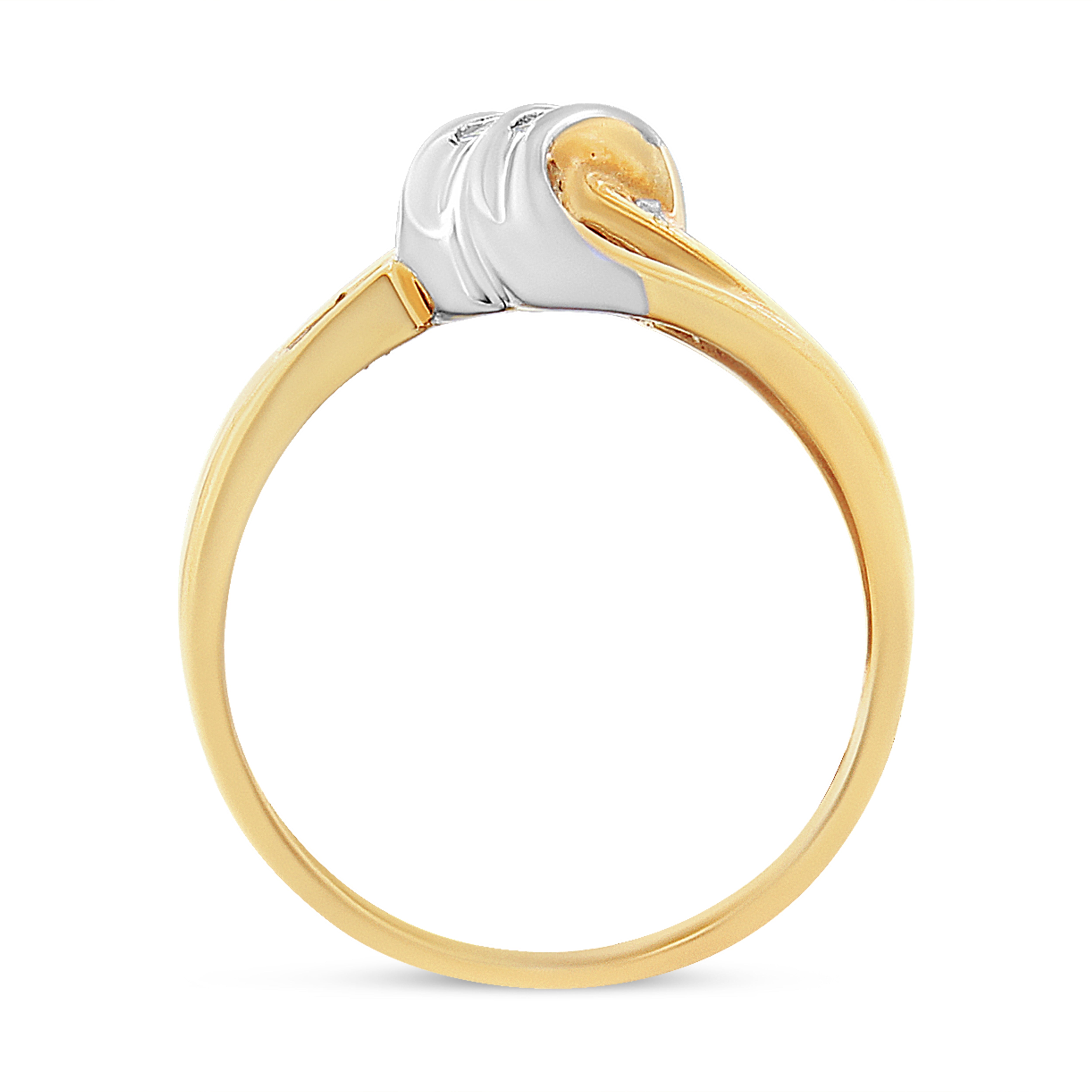 10K Yellow and White Gold 1/10 Cttw Baguette and Round-Cut Diamond Bypass Ring I2 Color, H-I Clarity - Size 7 on sale at MyriadMart