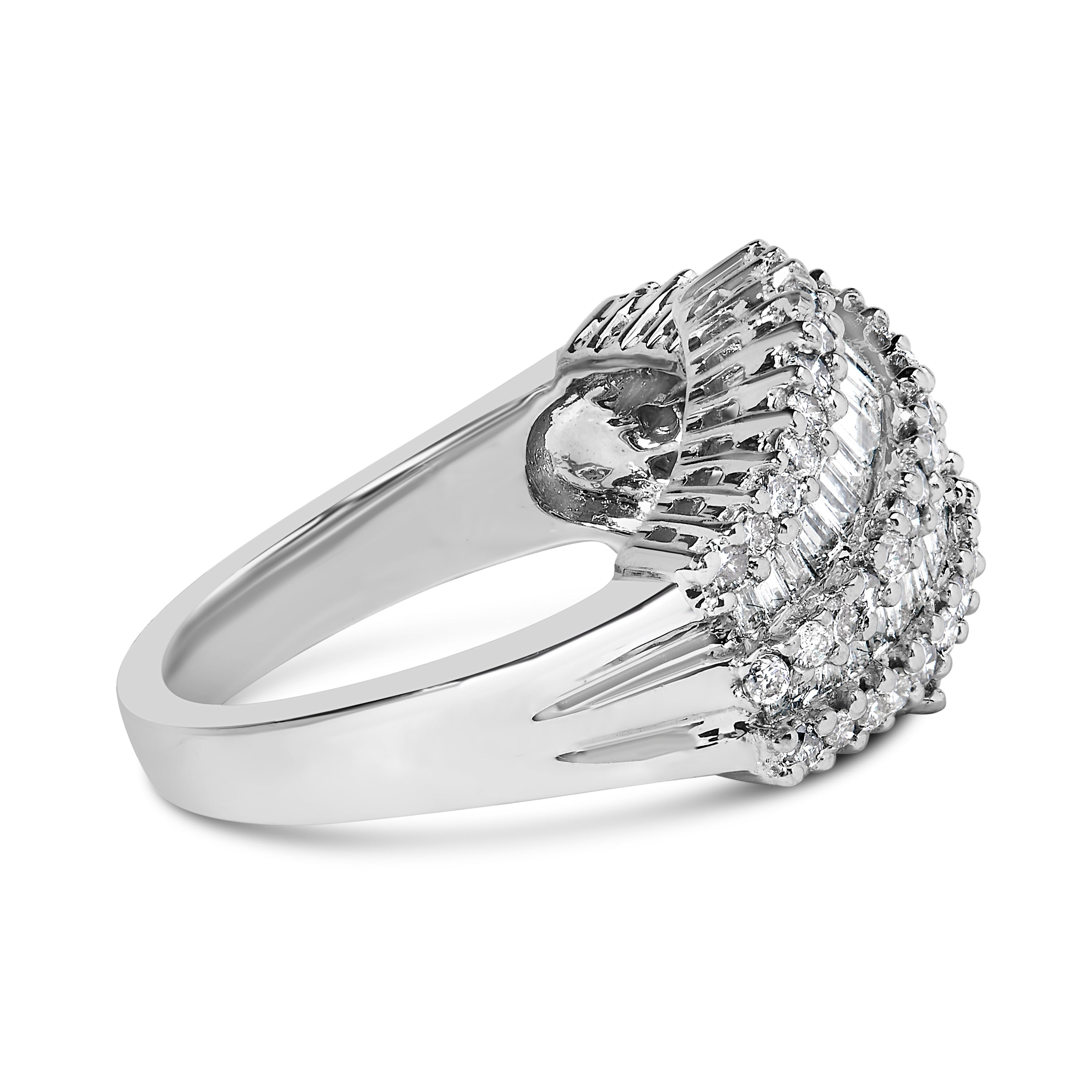 14K White Gold Diamond Cocktail Ring Band 1 3/4 Cttw, H-I Color, SI2-I1 Clarity - Size 6-1/2 on sale at MyriadMart