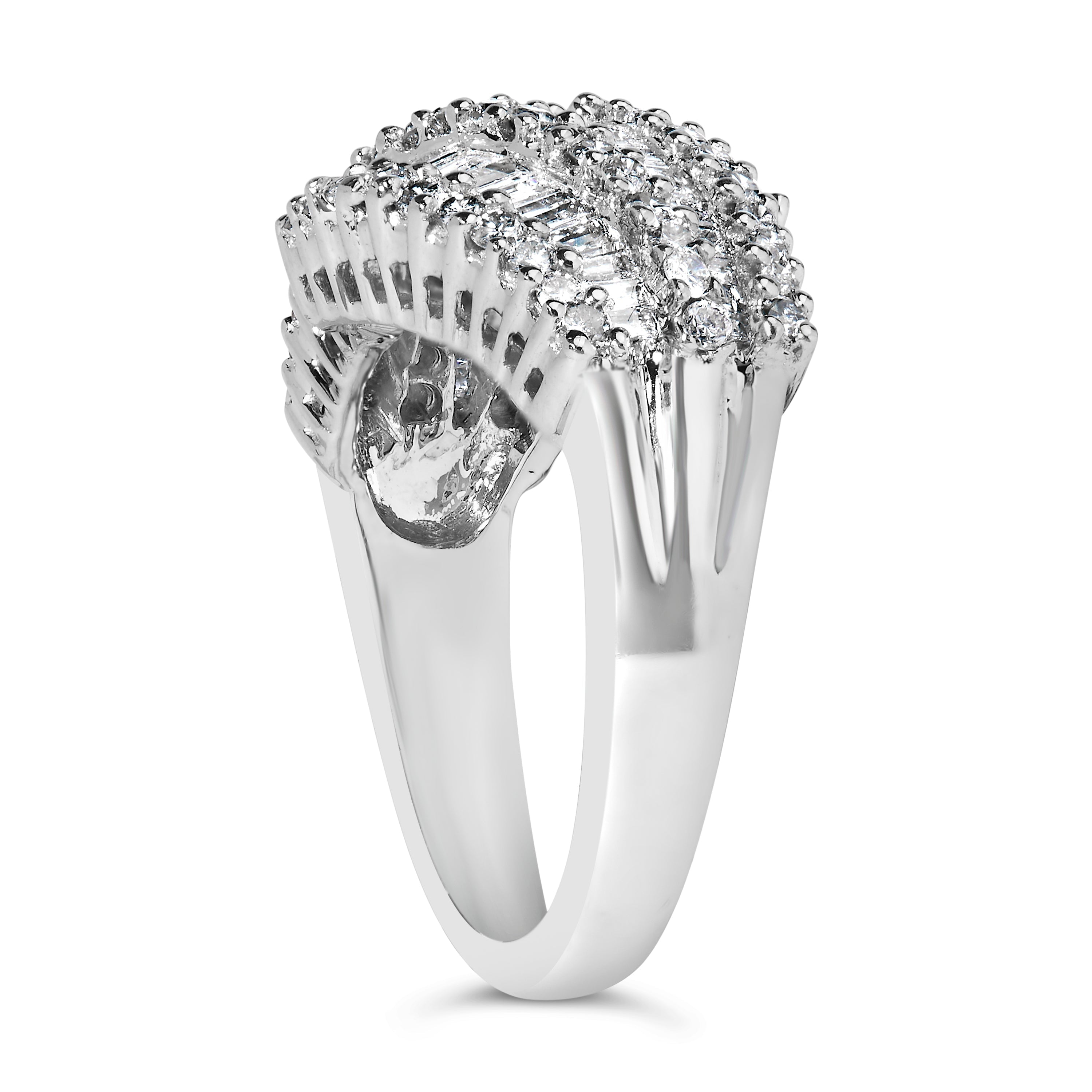 14K White Gold Diamond Cocktail Ring Band 1 3/4 Cttw, H-I Color, SI2-I1 Clarity - Size 6-1/2 on sale at MyriadMart