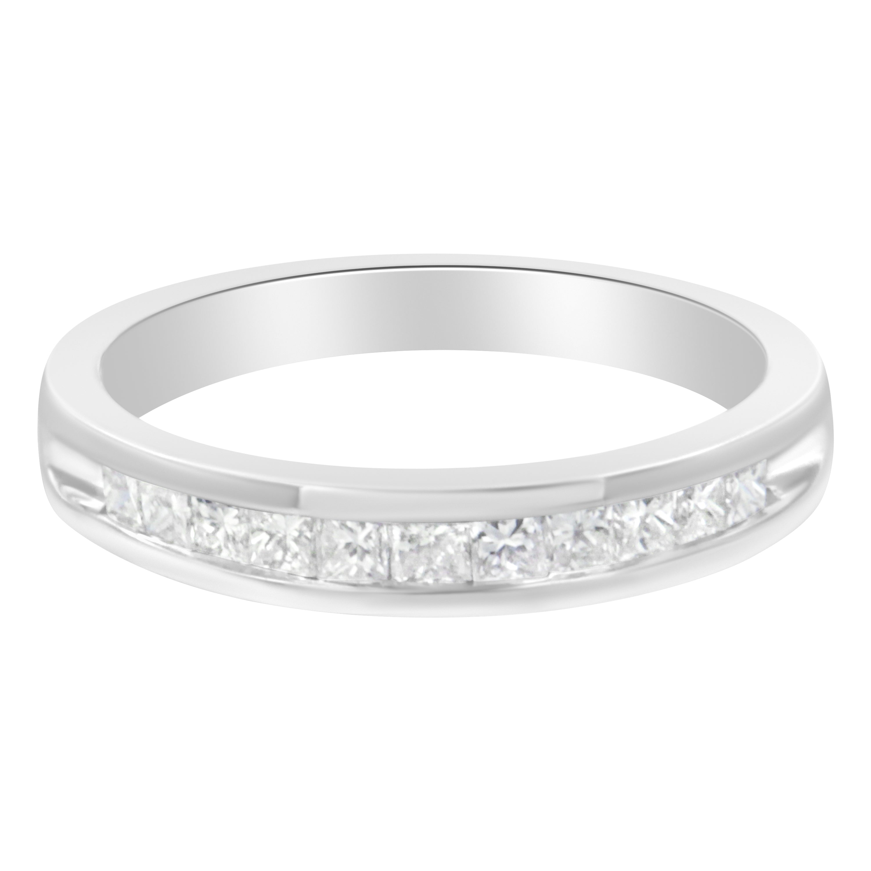 .925 Sterling Silver 1/2 Cttw Princess-Cut Diamond Channel-Set Half-Eternity Wedding or Anniversary Band Ring H-I Color, I2 Clarity - Size 6 on sale at MyriadMart