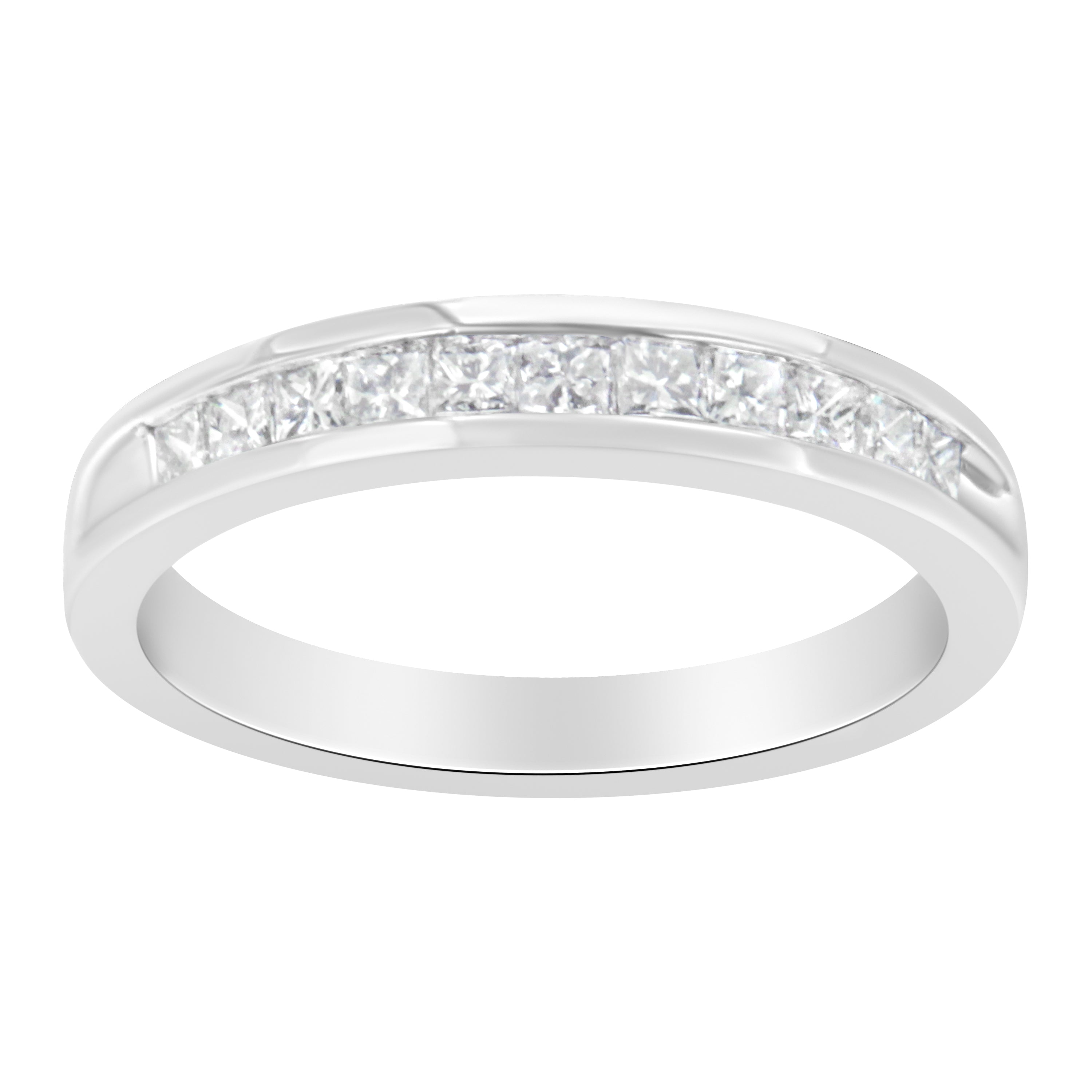 .925 Sterling Silver 1/2 Cttw Princess-Cut Diamond Channel-Set Half-Eternity Wedding or Anniversary Band Ring H-I Color, I2 Clarity - Size 6 on sale at MyriadMart