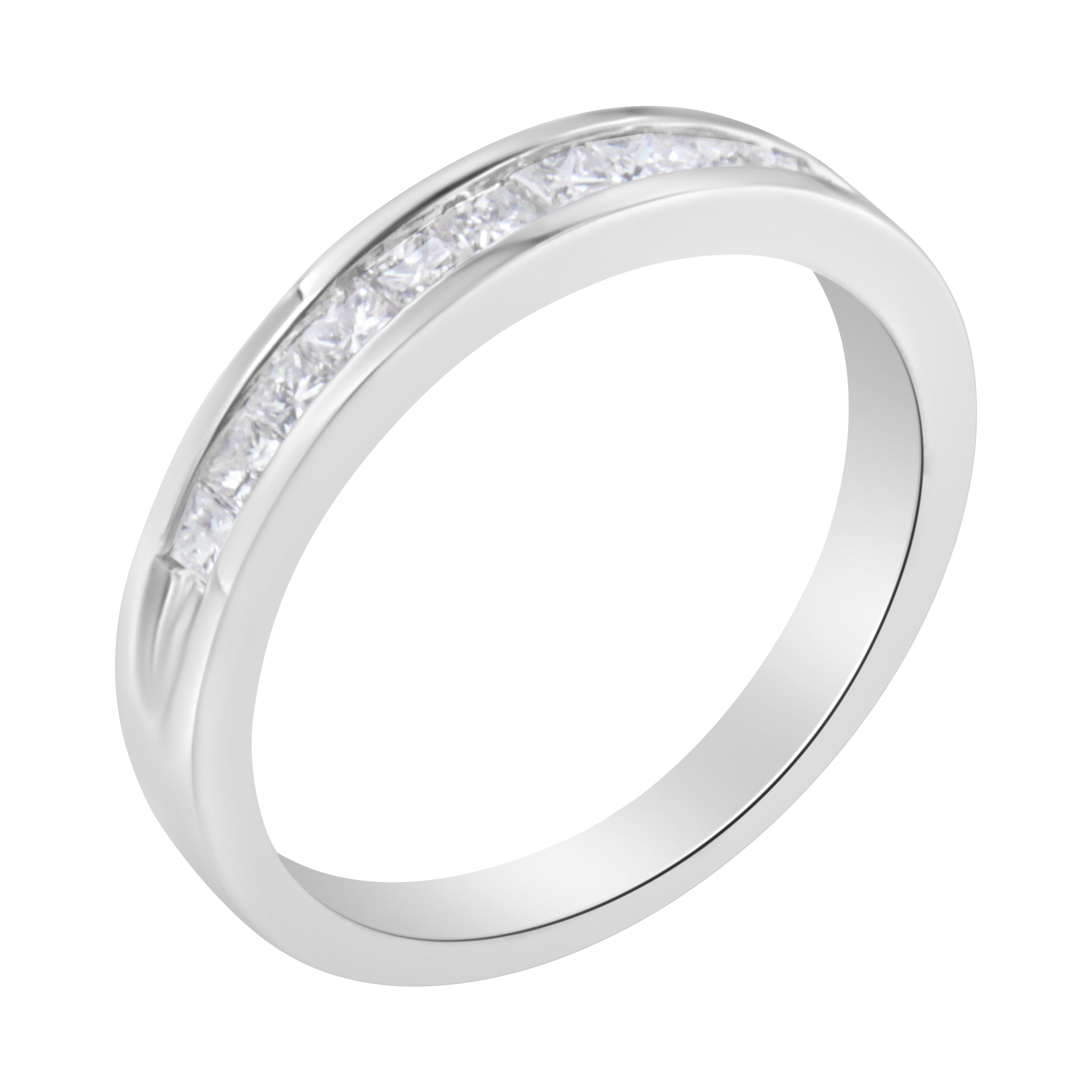 .925 Sterling Silver 1/2 Cttw Princess-Cut Diamond Channel-Set Half-Eternity Wedding or Anniversary Band Ring H-I Color, I2 Clarity - Size 6 on sale at MyriadMart