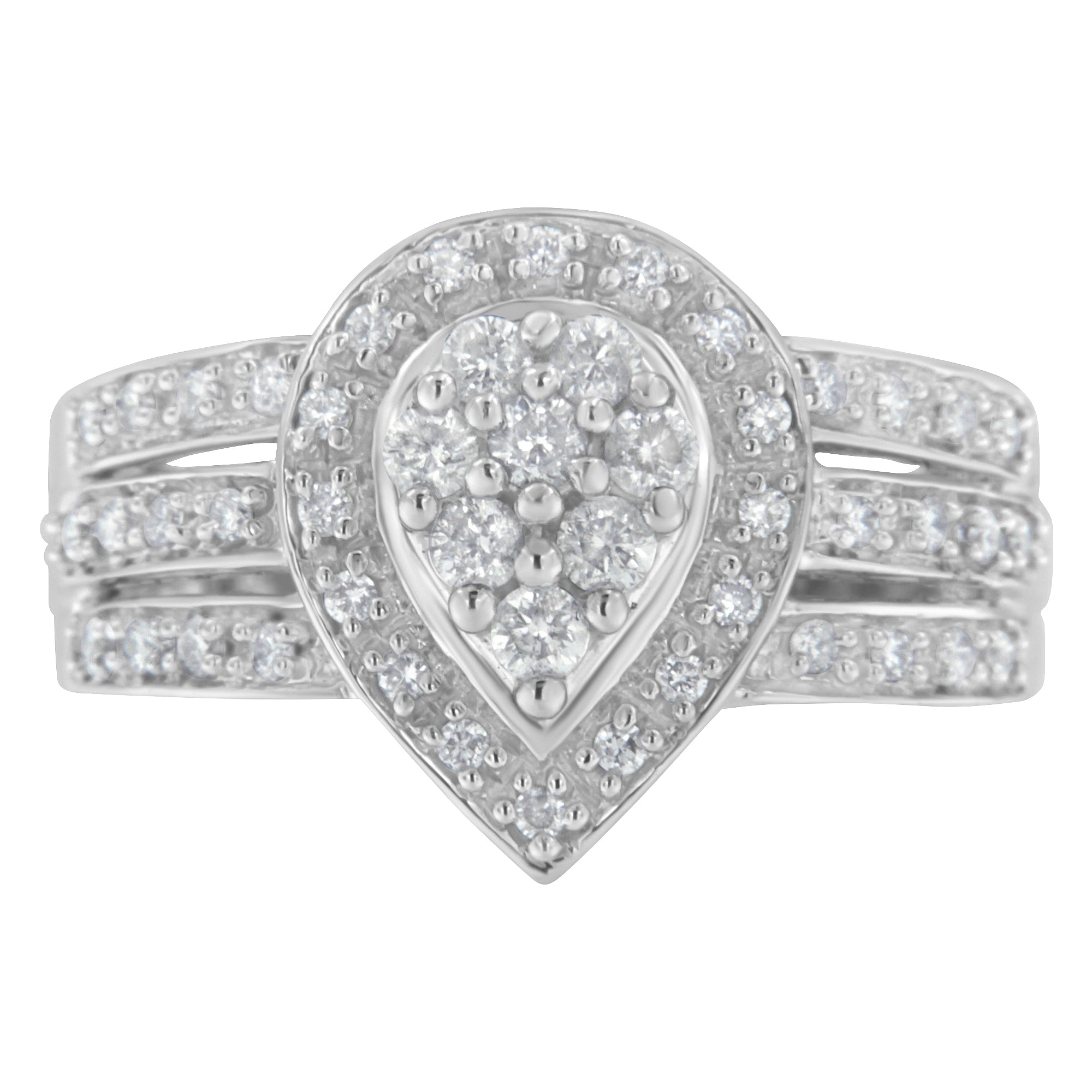 10K White Gold Round Cut Diamond Teardrop Ring 1/2 Cttw, H-I Color, SI2-I1 Clarity - Size 6-1/2 on sale at MyriadMart