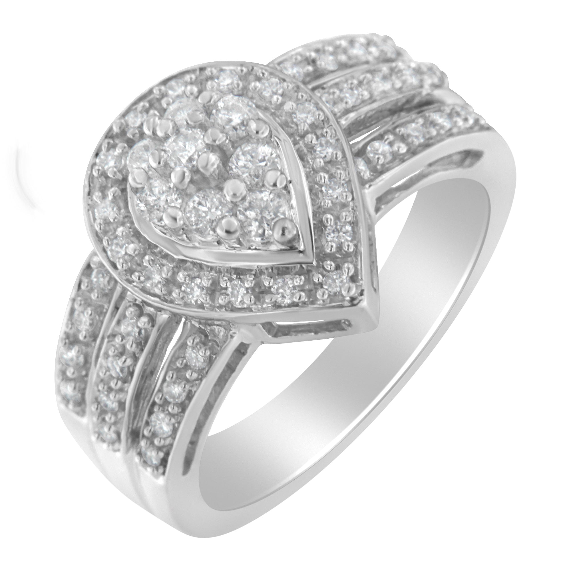 10K White Gold Round Cut Diamond Teardrop Ring 1/2 Cttw, H-I Color, SI2-I1 Clarity - Size 6-1/2 on sale at MyriadMart