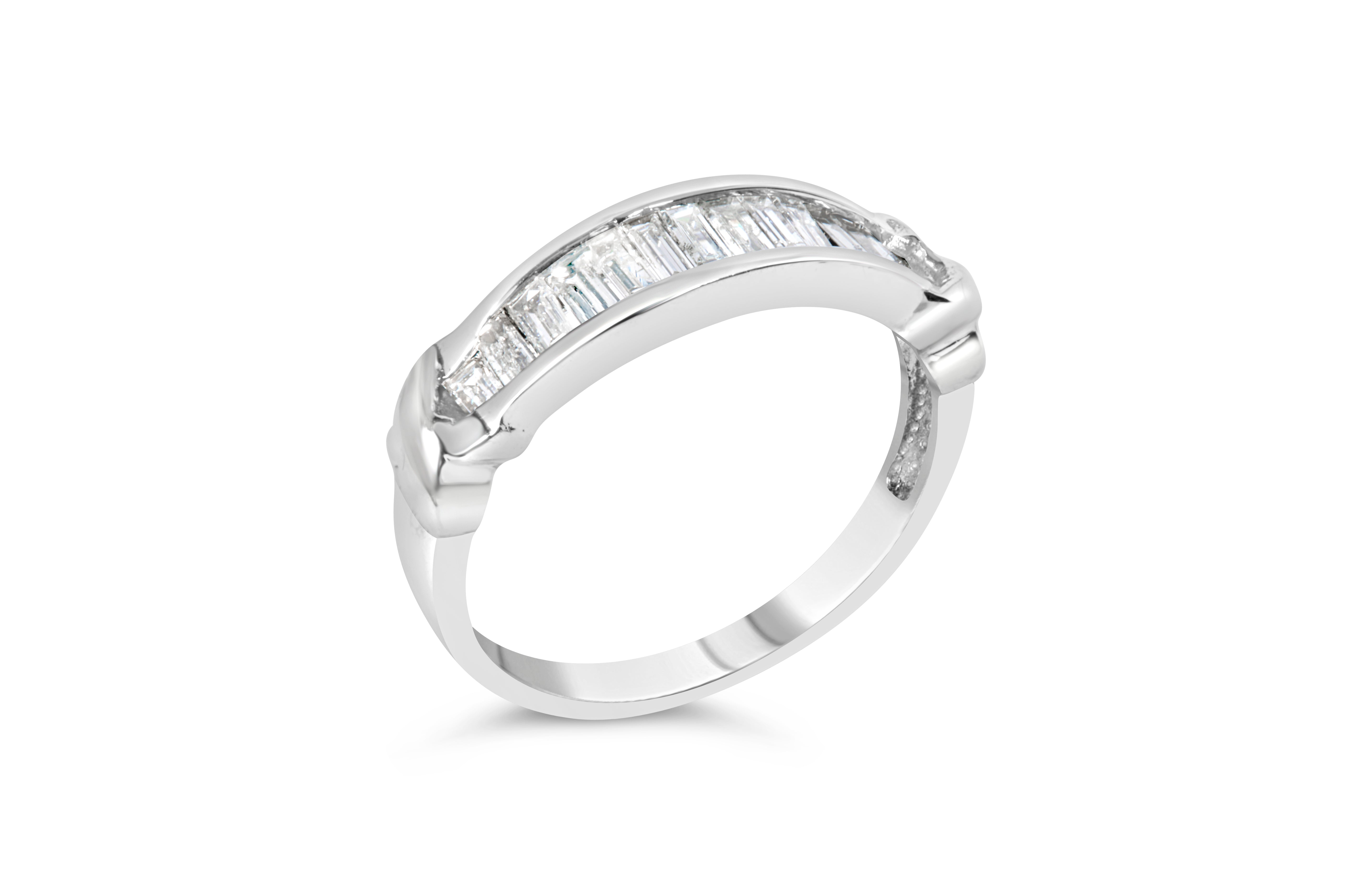 .925 Sterling Silver 1/2 Cttw Baguette Cut Diamond Channel Set X-Station Wedding Ring H-I Color, I1-I2 Clarity - Size 6-1/2 on sale at MyriadMart