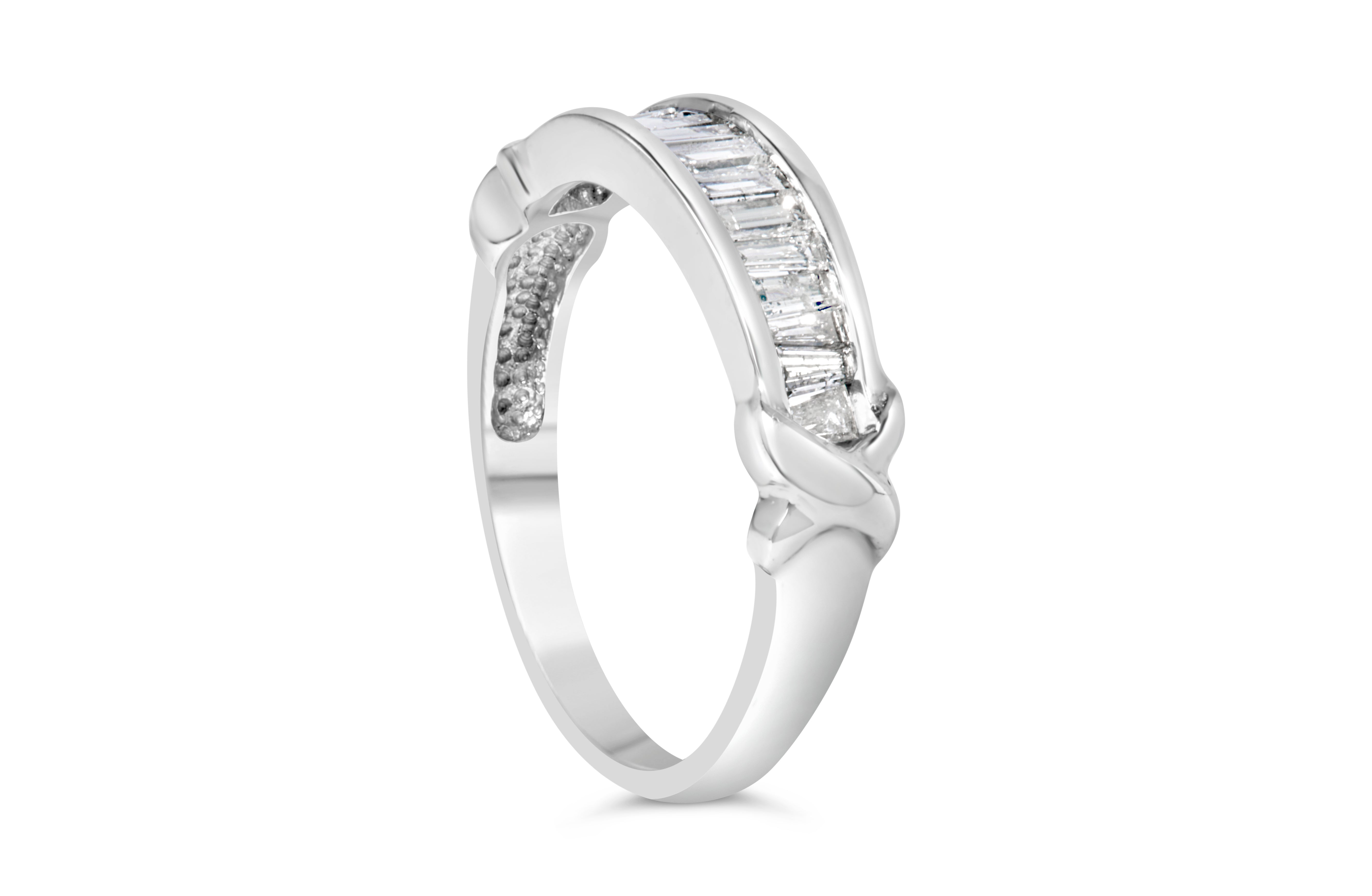 .925 Sterling Silver 1/2 Cttw Baguette Cut Diamond Channel Set X-Station Wedding Ring H-I Color, I1-I2 Clarity - Size 6-1/2 on sale at MyriadMart