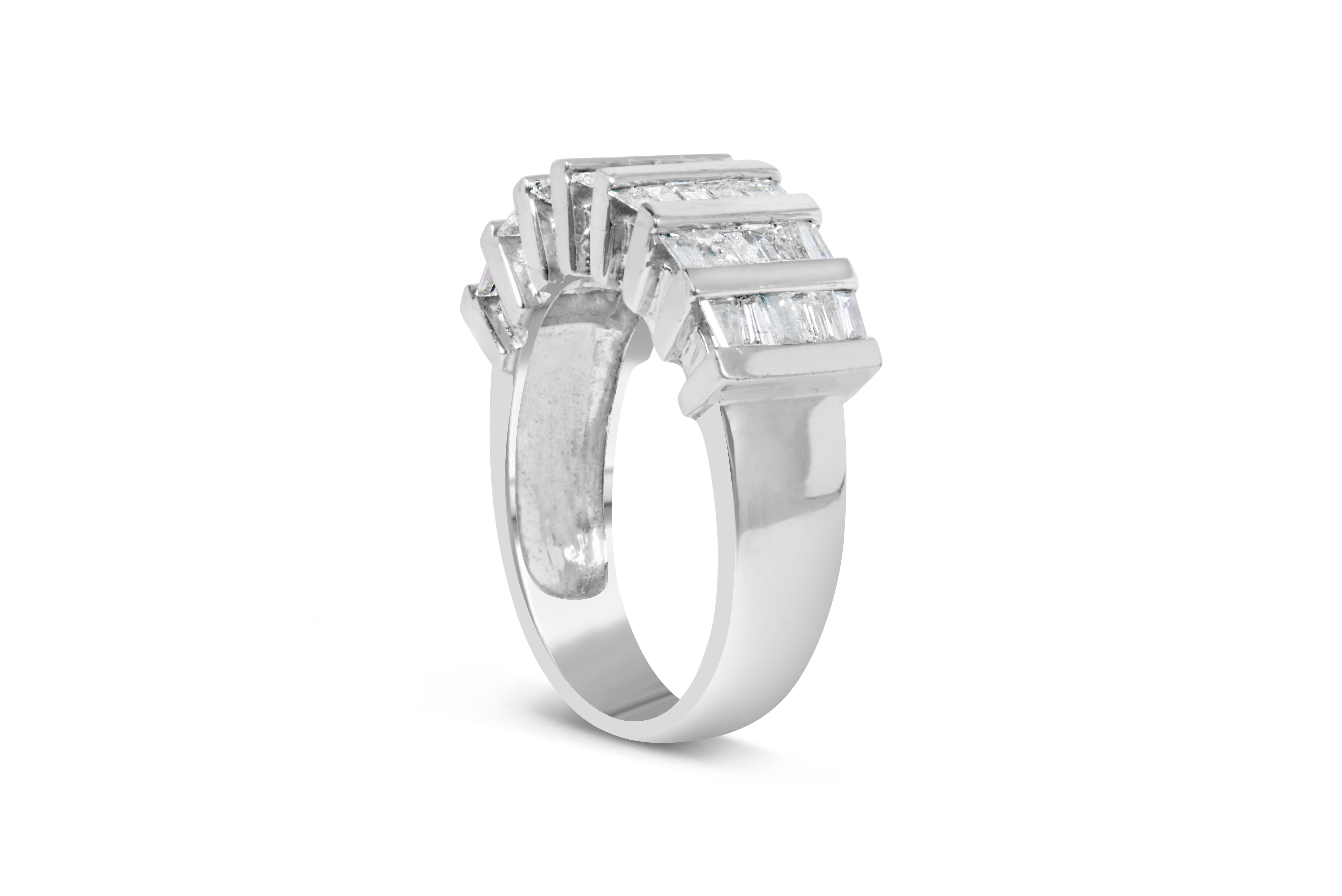 .925 Sterling Silver 1.0 Cttw Baguette Cut Diamond Vertical Channel Fluted Multi-Row Unisex Fashion Wedding Ring H-I Color, I1-I2 Clarity - Size 6-3/4 on sale at MyriadMart