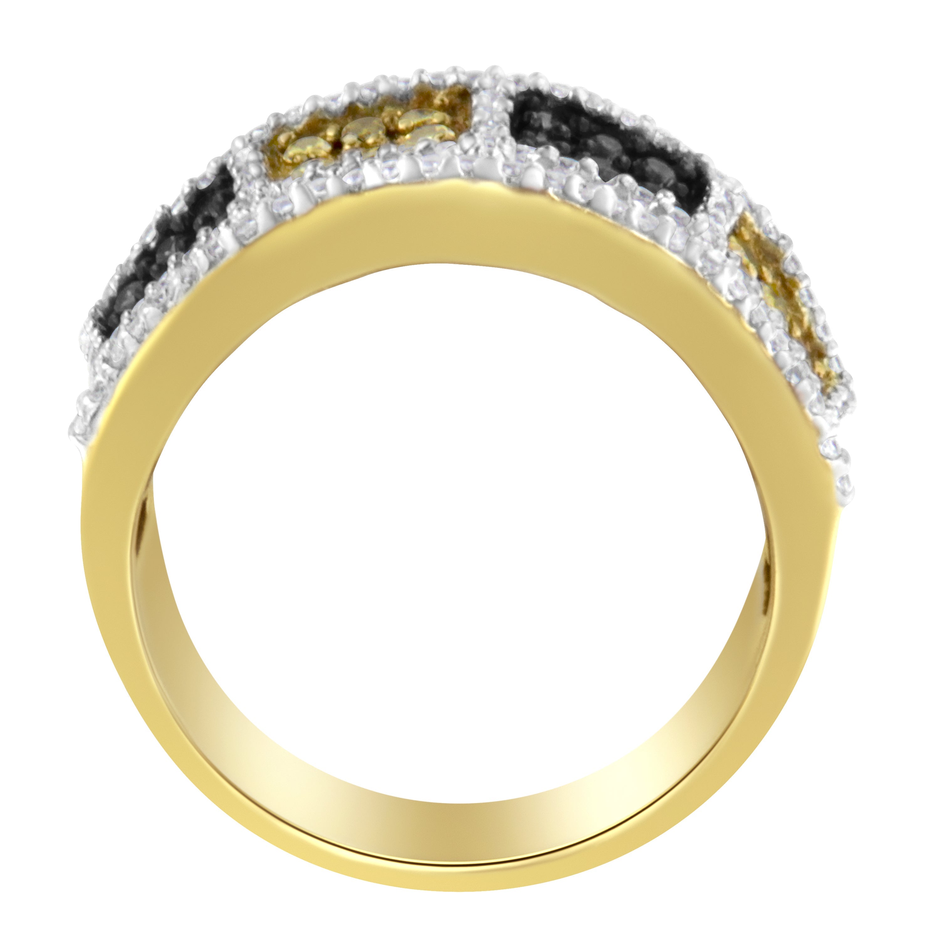 14KT Yellow Gold Champagne, Yellow and Round Diamond Band Ring 1 1/2 cttw, H-I Color, I1-I2 Clarity on sale at MyriadMart