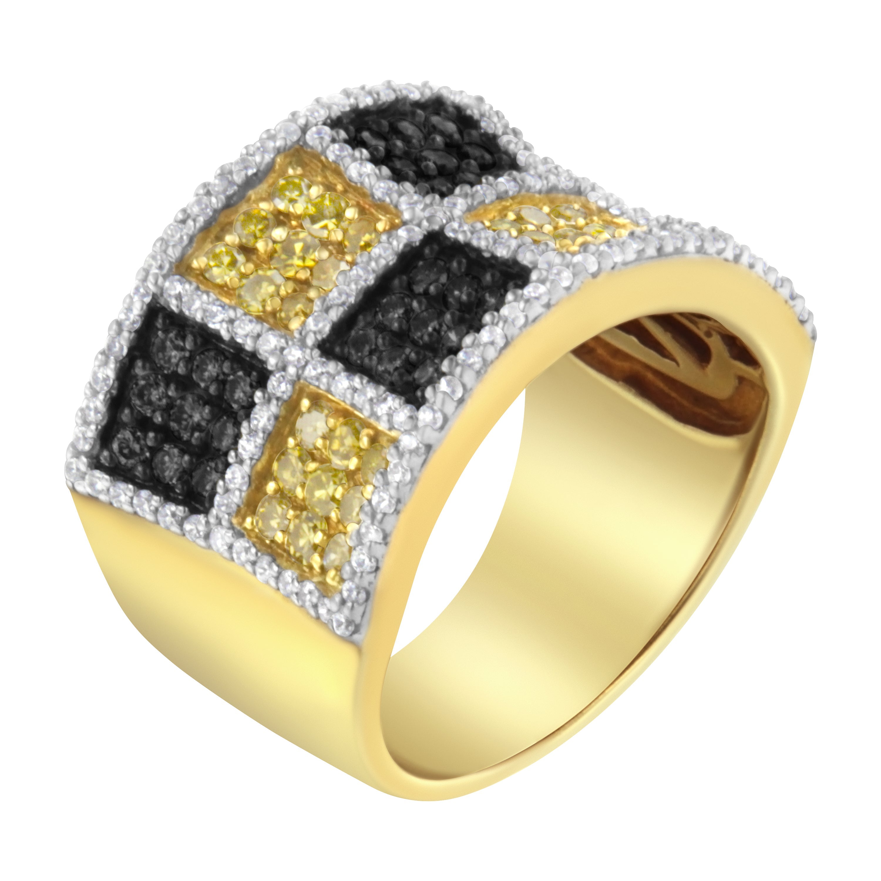 14KT Yellow Gold Champagne, Yellow and Round Diamond Band Ring 1 1/2 cttw, H-I Color, I1-I2 Clarity on sale at MyriadMart