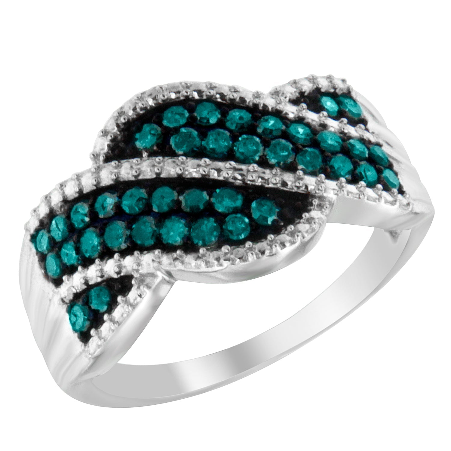 .925 Sterling Silver Treated Blue Color Diamond cocktail Ring 1/2 Cttw, Treated Blue Color, I2-I3 Clarity - Size 6-3/4 on sale at MyriadMart