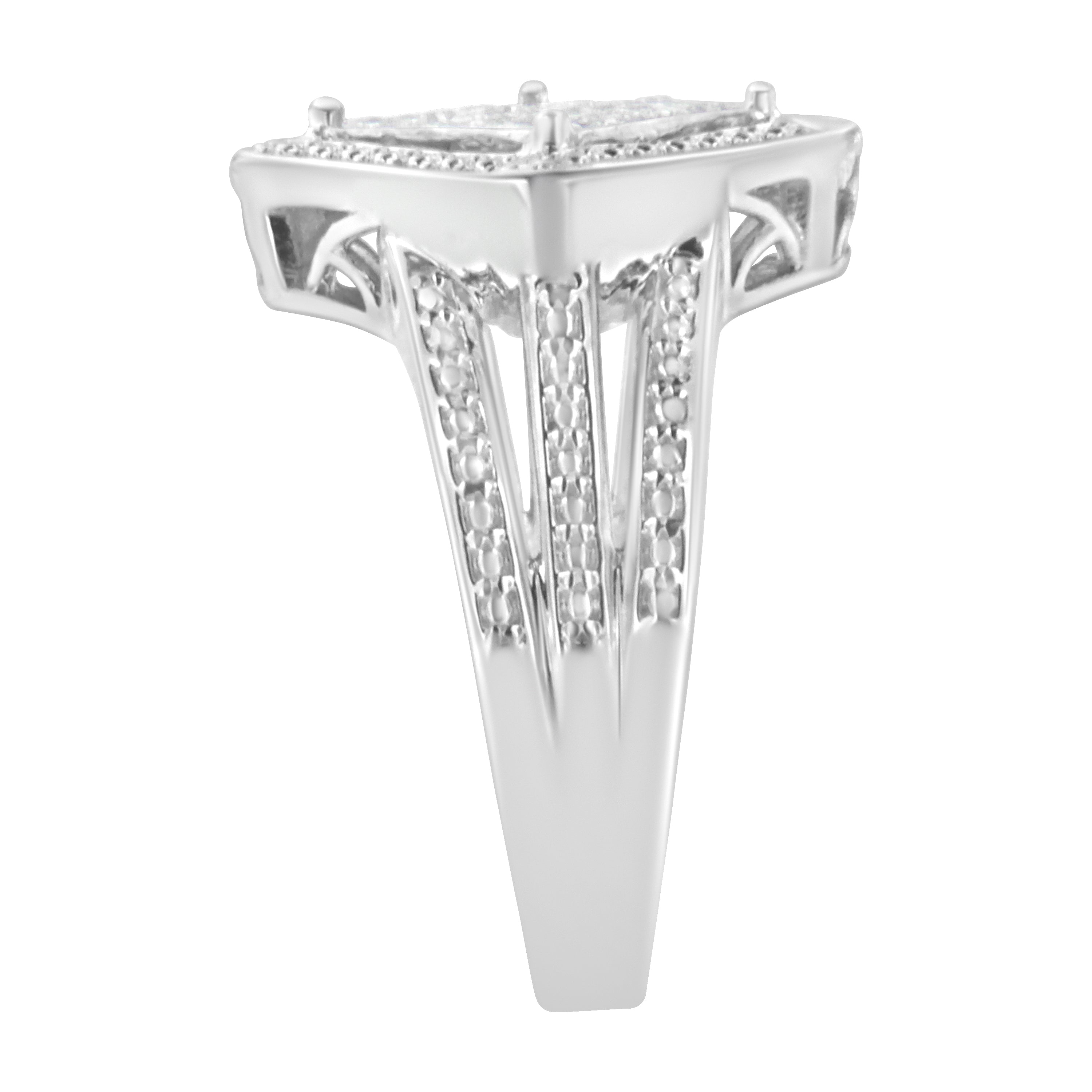 .925 Sterling Silver 2/5 Cttw Princess Cut Diamond Square On Point Cluster Composite Cocktail Ring H-I Color, SI1-SI2 Clarity - Size 6 on sale at MyriadMart