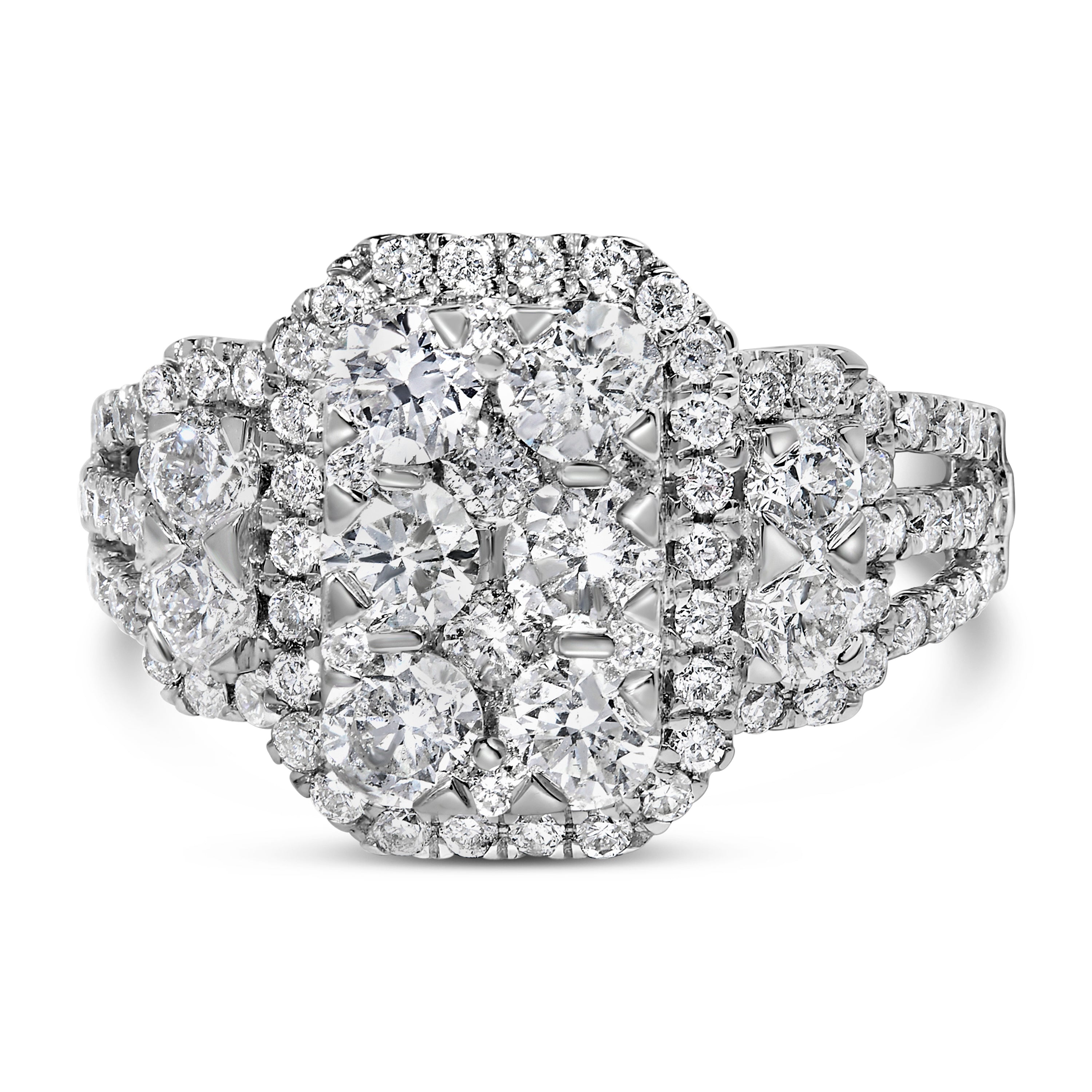14K White Gold 2 1/4 Cttw Diamond Cocktail Cluster Ring G-H Color, SI2-I1 Clarity - Size 7 on sale at MyriadMart