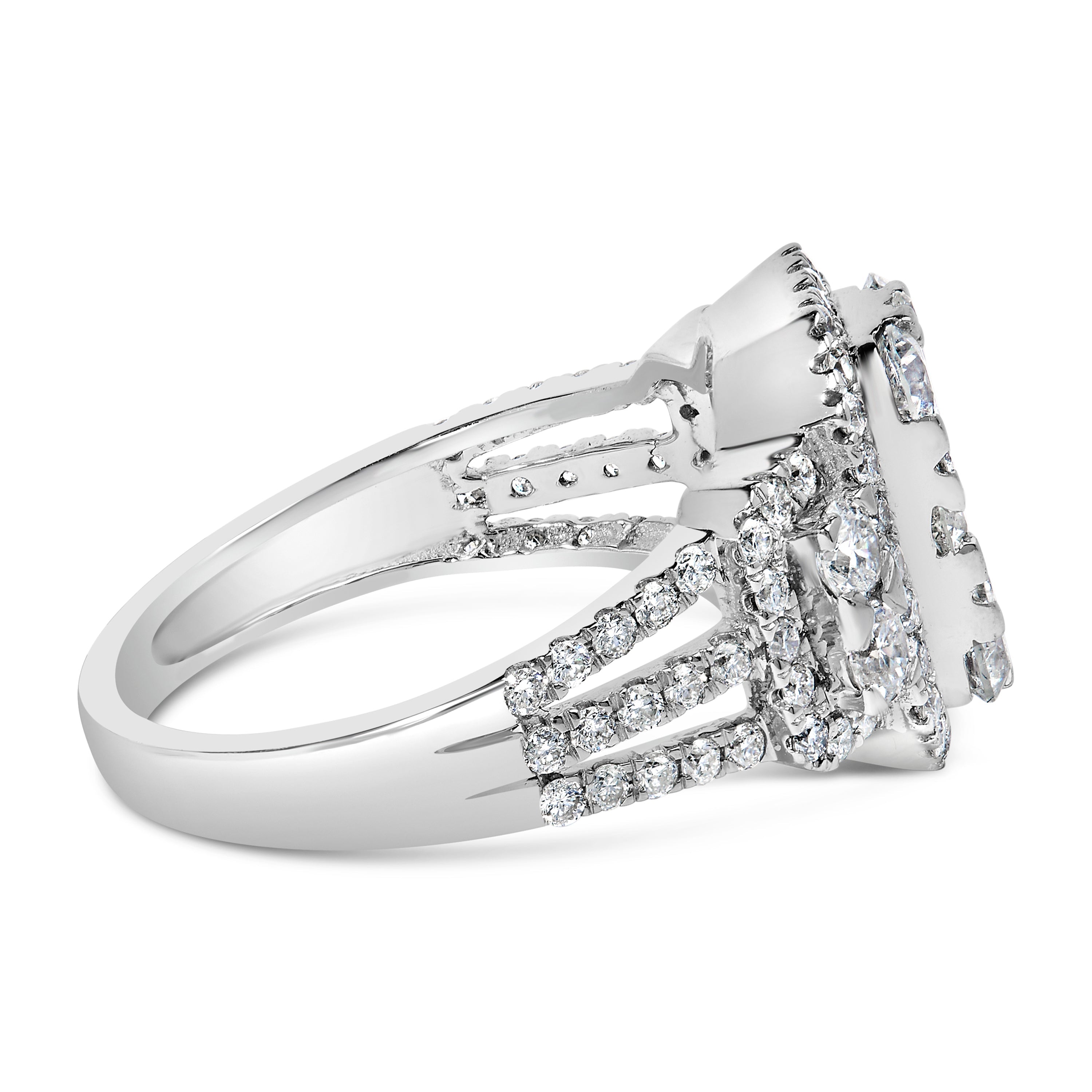 14K White Gold 2 1/4 Cttw Diamond Cocktail Cluster Ring G-H Color, SI2-I1 Clarity - Size 7 on sale at MyriadMart