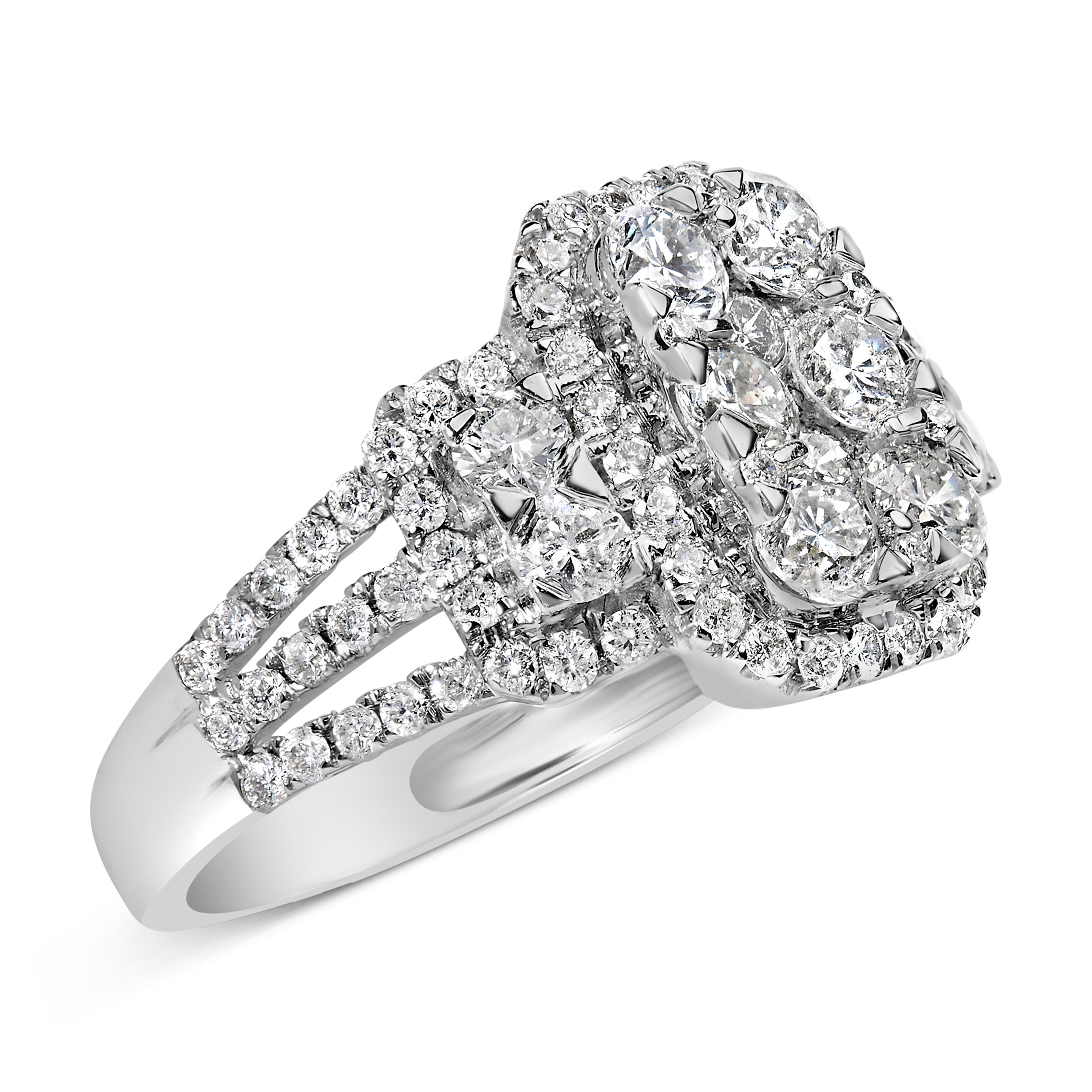 14K White Gold 2 1/4 Cttw Diamond Cocktail Cluster Ring G-H Color, SI2-I1 Clarity - Size 7 on sale at MyriadMart