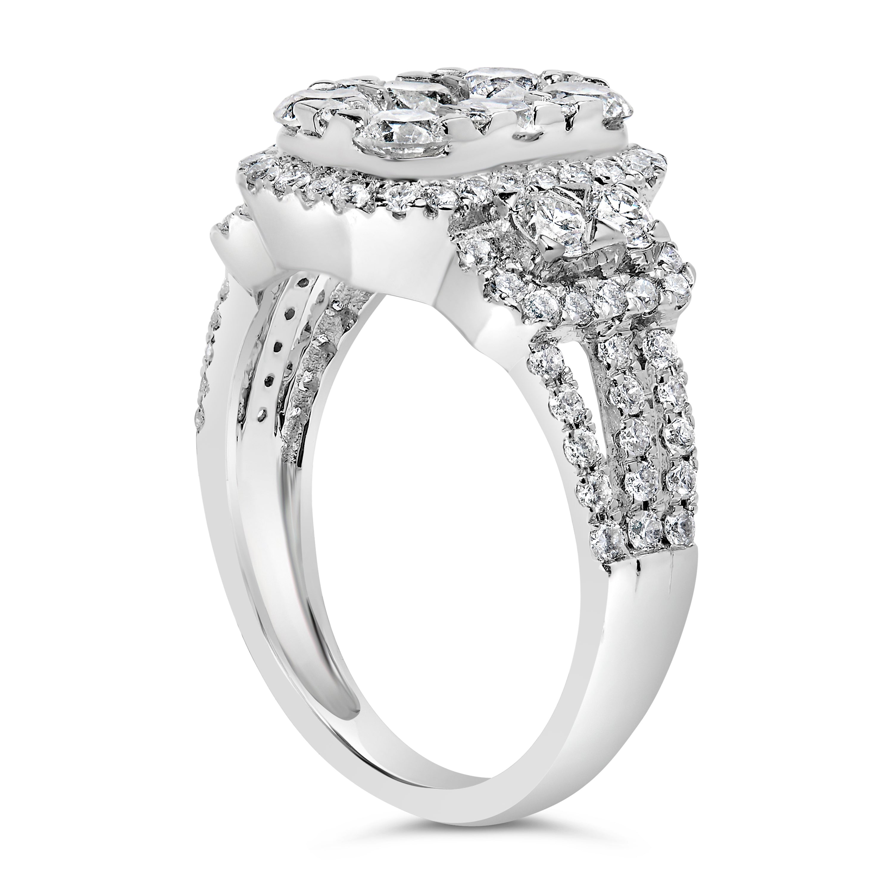 14K White Gold 2 1/4 Cttw Diamond Cocktail Cluster Ring G-H Color, SI2-I1 Clarity - Size 7 on sale at MyriadMart