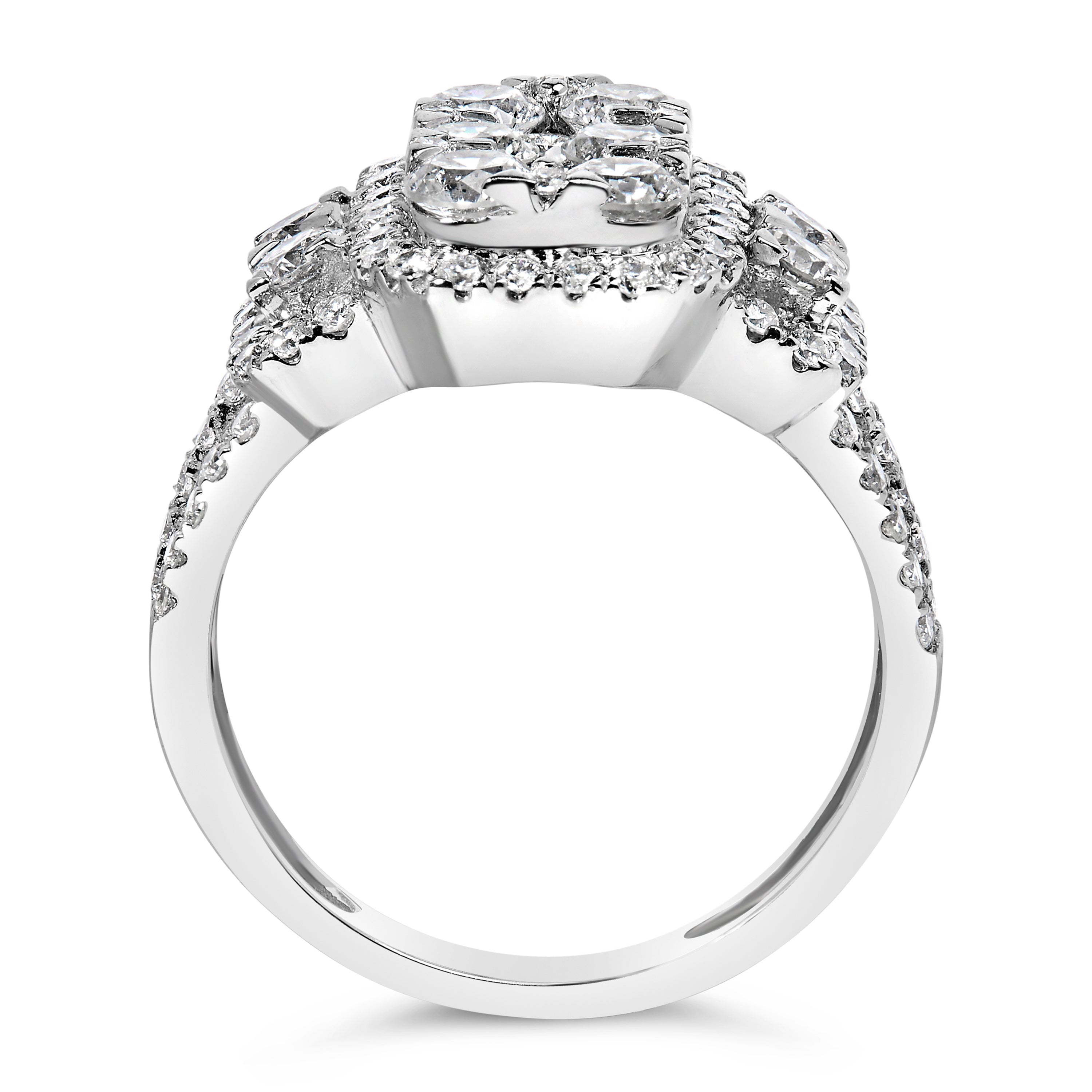 14K White Gold 2 1/4 Cttw Diamond Cocktail Cluster Ring G-H Color, SI2-I1 Clarity - Size 7 on sale at MyriadMart