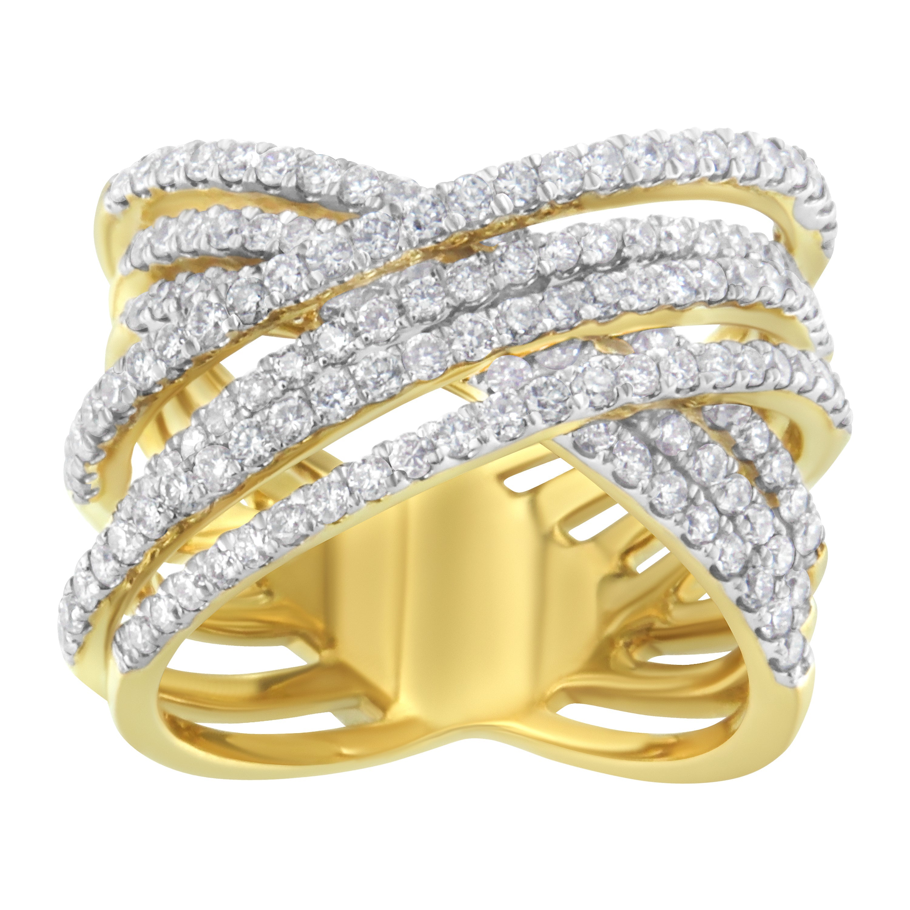 10KT Yellow Gold Diamond Bypass Ring 1 5/8 cttw, H-I Color, SI2-I1 Clarity on sale at MyriadMart