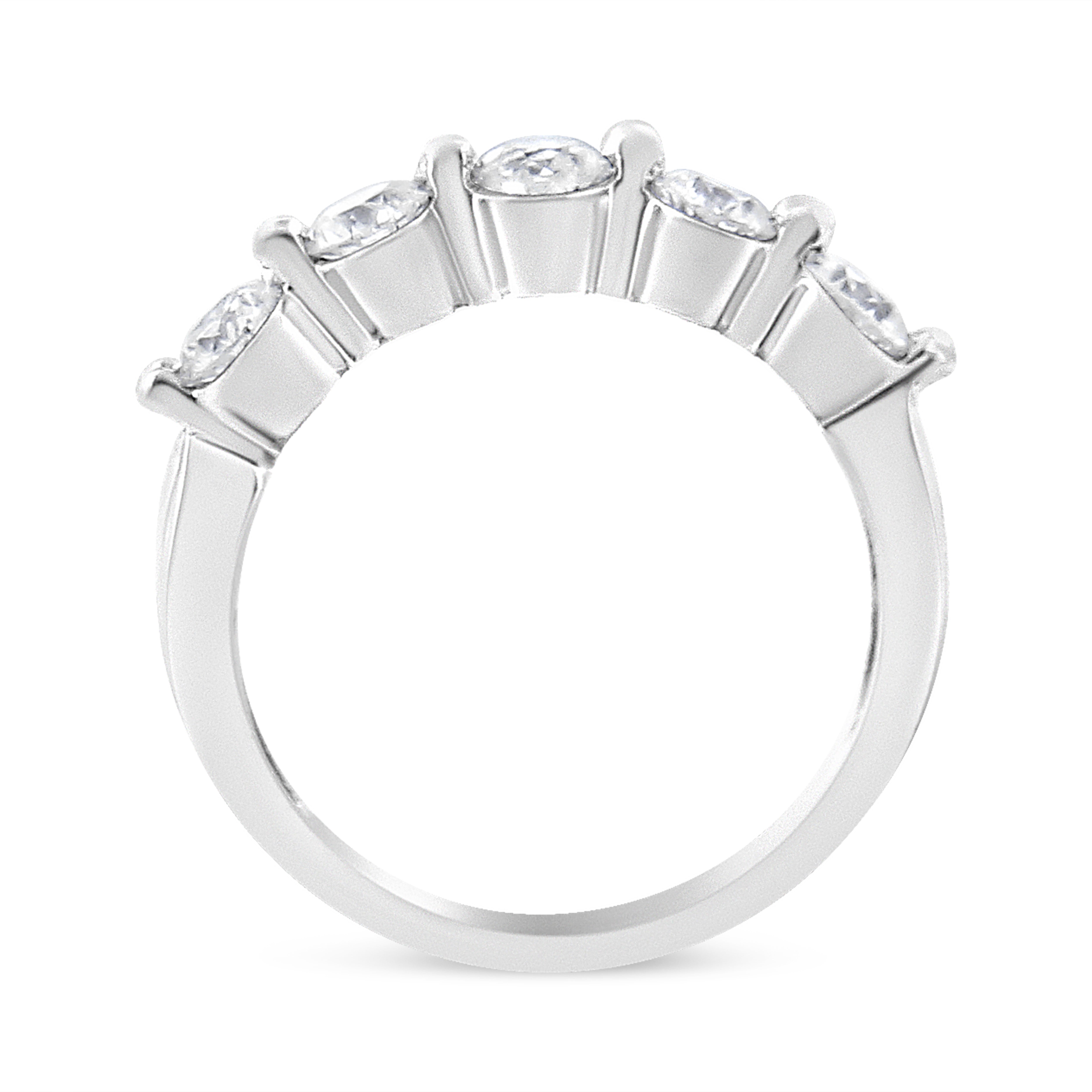14K White Gold 1.00 Cttw Brilliant Round Cut Diamond 5-Stone Band Ring H-I Color, SI2-I1 Clarity - Ring Size 7 on sale at MyriadMart