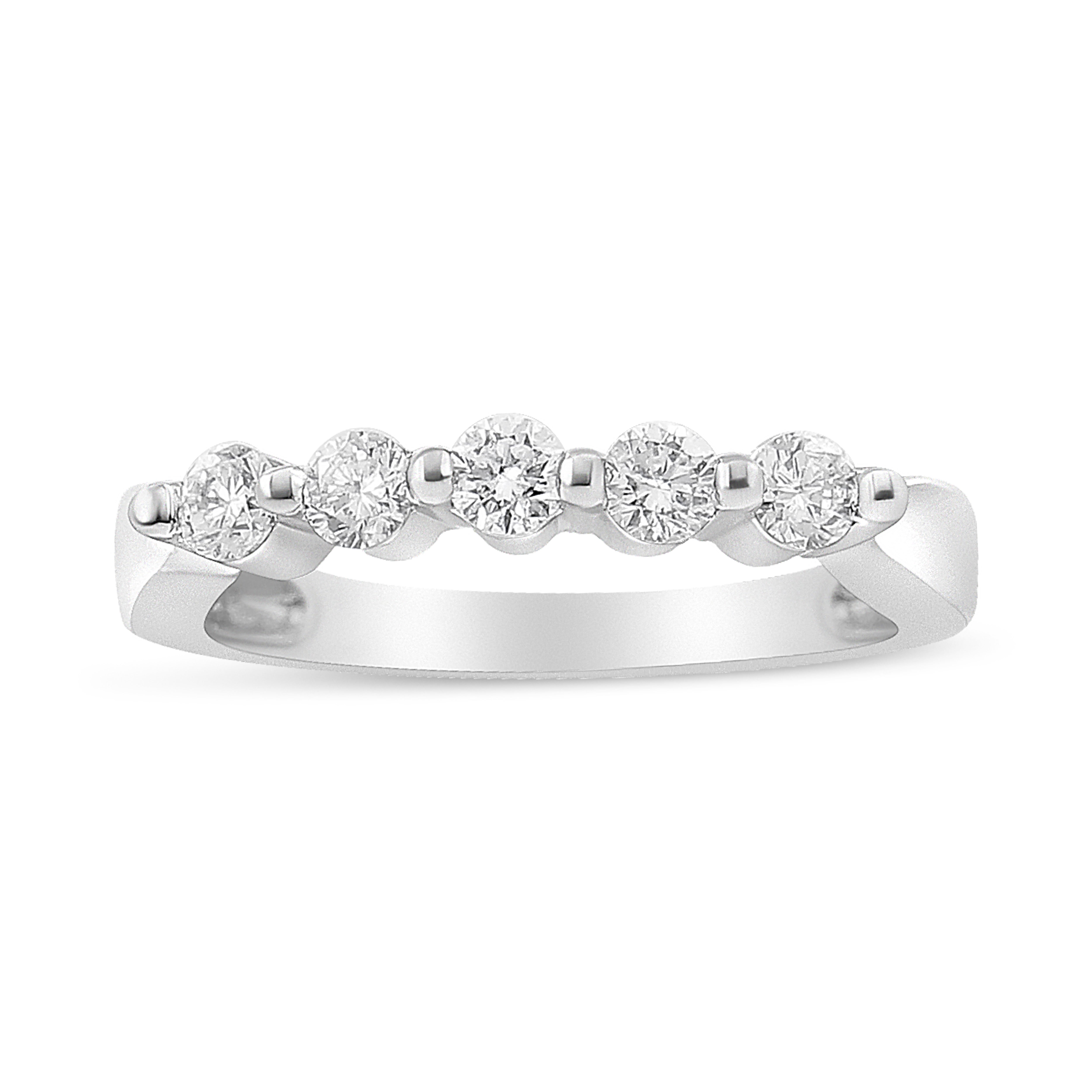 14K White Gold 1/2 Cttw Round-Cut 5-Stone Diamond Ring H-I Color, SI1-SI2 Clarity Size 7 on sale at MyriadMart
