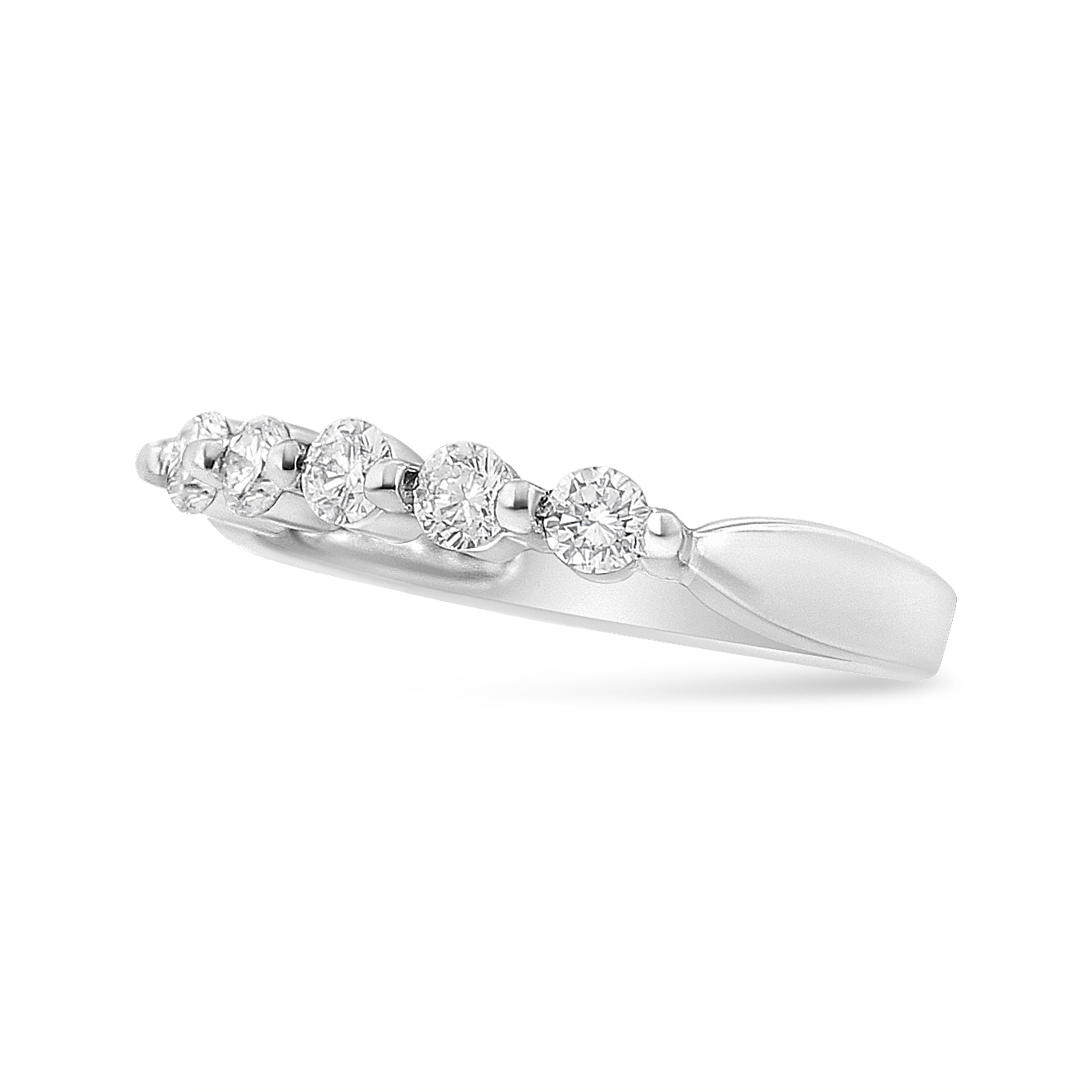 14K White Gold 1/2 Cttw Round-Cut 5-Stone Diamond Ring H-I Color, SI1-SI2 Clarity Size 7 on sale at MyriadMart