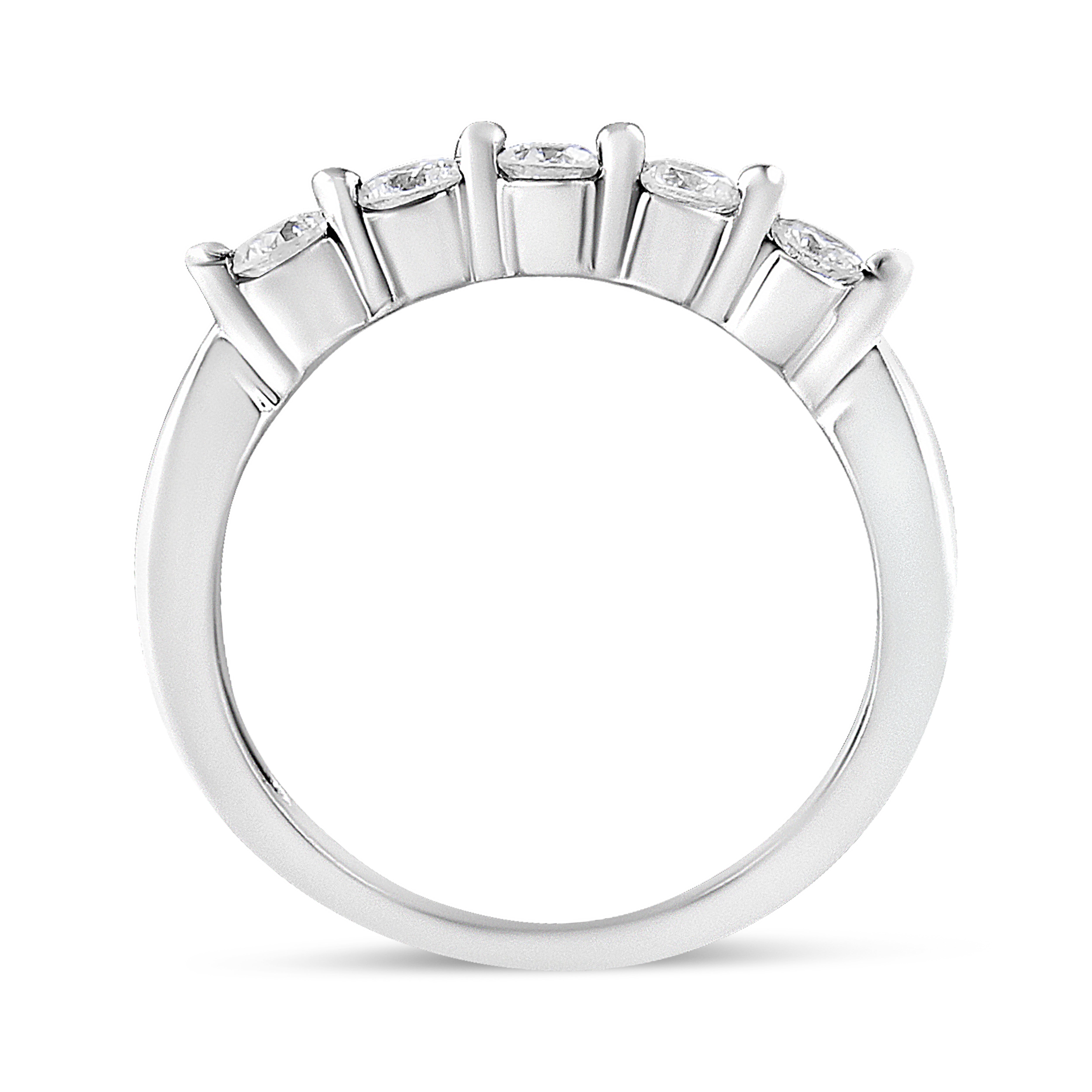 14K White Gold 1/2 Cttw Round-Cut 5-Stone Diamond Ring H-I Color, SI1-SI2 Clarity Size 7 on sale at MyriadMart
