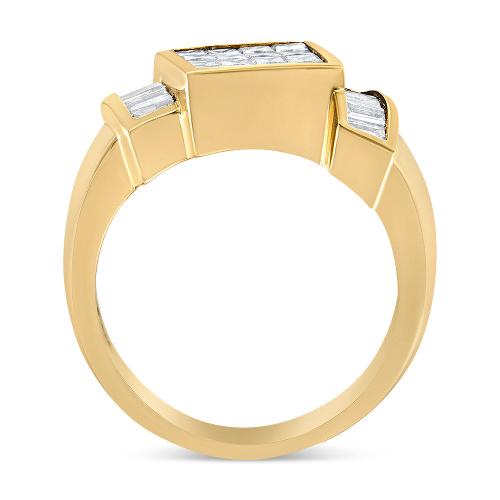 14K Yellow Gold 1 5/8 Cttw Invisible-Set Princess and Baguette Diamond Cocktail Band Ring on sale at MyriadMart