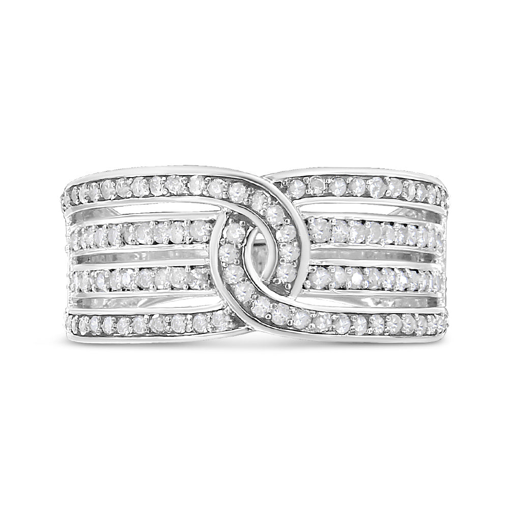 .925 Sterling Silver 1/2 Cttw Diamond Multi-Row Bypass Band Ring I-J Color, I3 Clarity - Size 7 on sale at MyriadMart