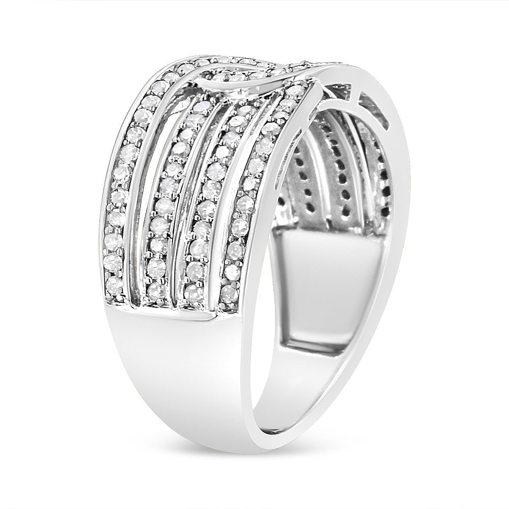 .925 Sterling Silver 1/2 Cttw Diamond Multi-Row Bypass Band Ring I-J Color, I3 Clarity - Size 7 on sale at MyriadMart