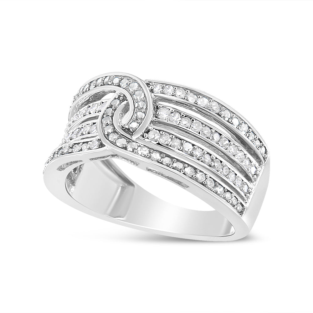 .925 Sterling Silver 1/2 Cttw Diamond Multi-Row Bypass Band Ring I-J Color, I3 Clarity - Size 7 on sale at MyriadMart