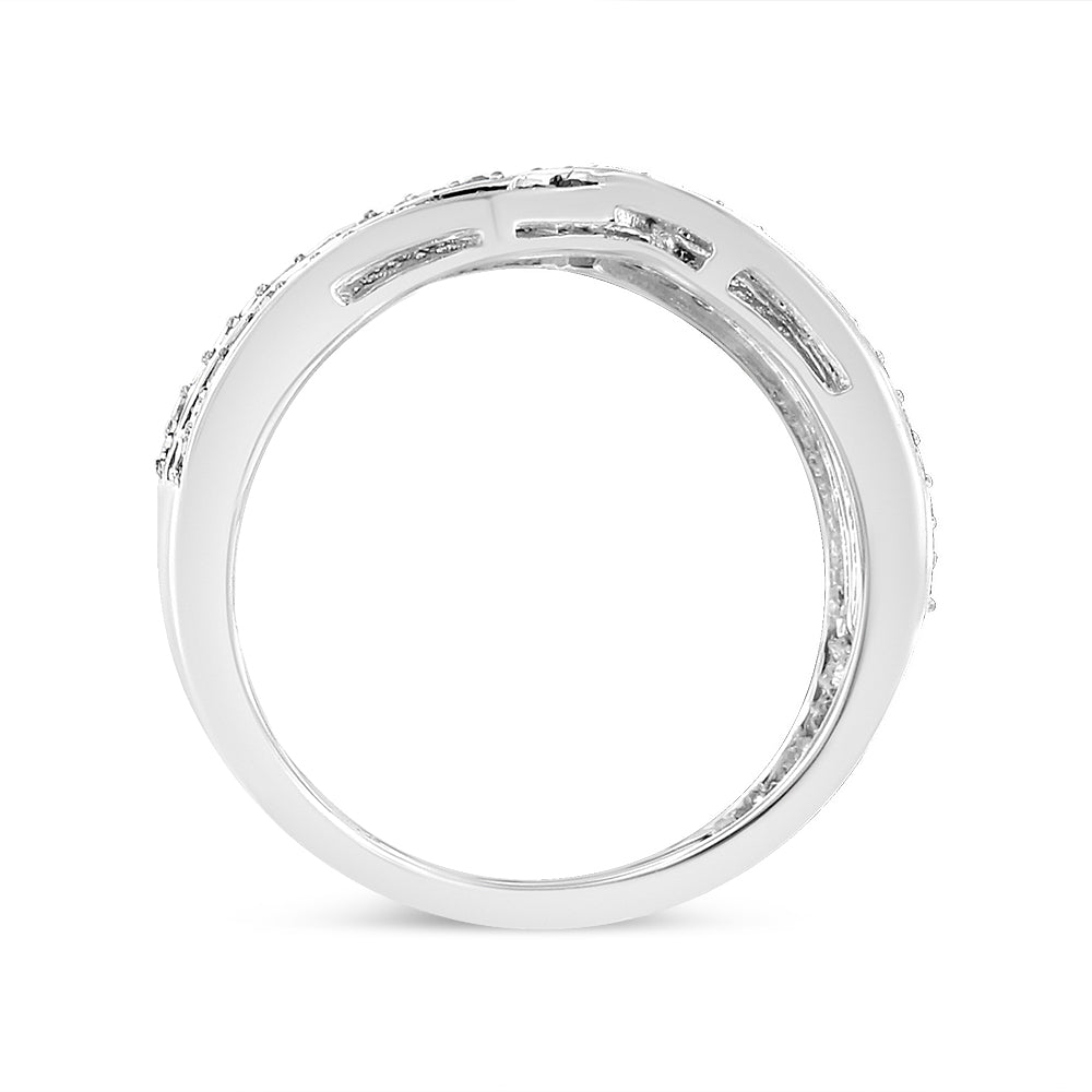 .925 Sterling Silver 1/2 Cttw Diamond Multi-Row Bypass Band Ring I-J Color, I3 Clarity - Size 7 on sale at MyriadMart