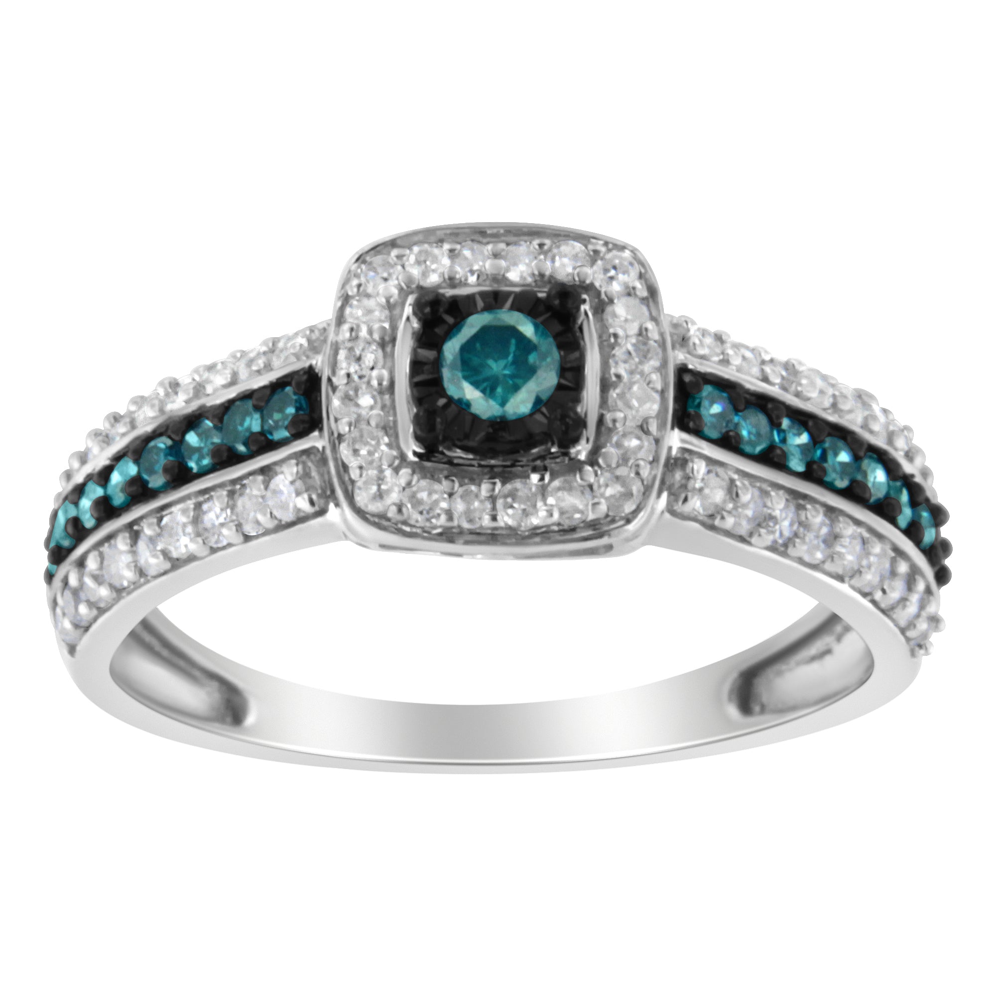 .925 Sterling Silver Treated Blue Miracle-Set Diamond Engagement Ring 1/2 Cttw, J-K Color, I1-I2 Clarity - Size 6 on sale at MyriadMart