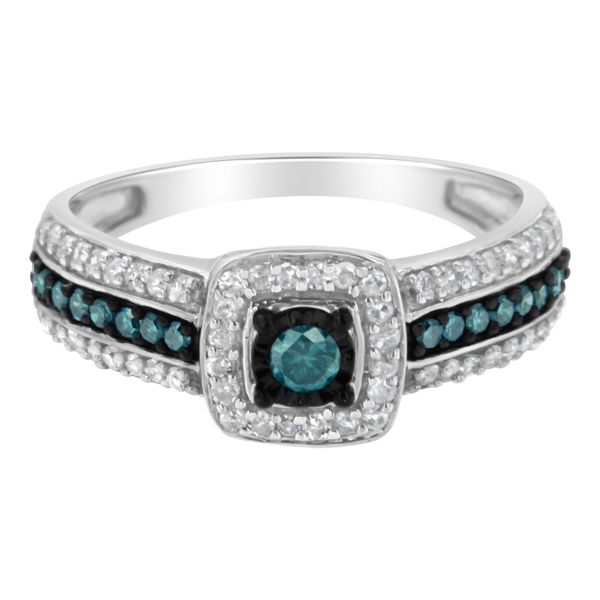 .925 Sterling Silver Treated Blue Miracle-Set Diamond Engagement Ring 1/2 Cttw, J-K Color, I1-I2 Clarity - Size 6 on sale at MyriadMart