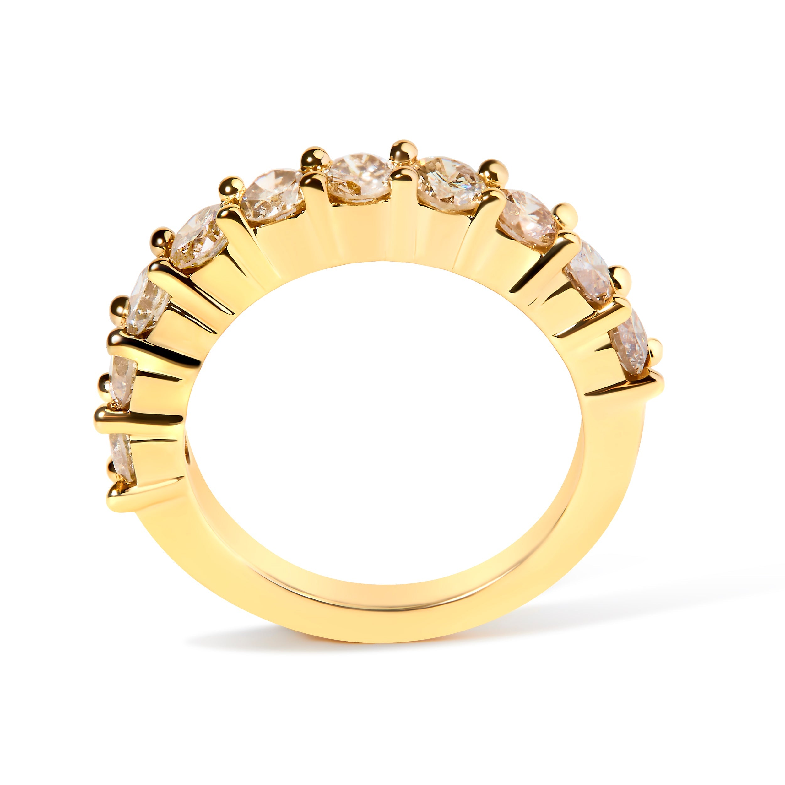 14K Yellow Gold Plated .925 Sterling Silver 2.0 Cttw Round Brilliant Cut Diamond 10 Stone Anniversary Band Ring J-K Color, I1-I2 Clarity - Size 6 on sale at MyriadMart