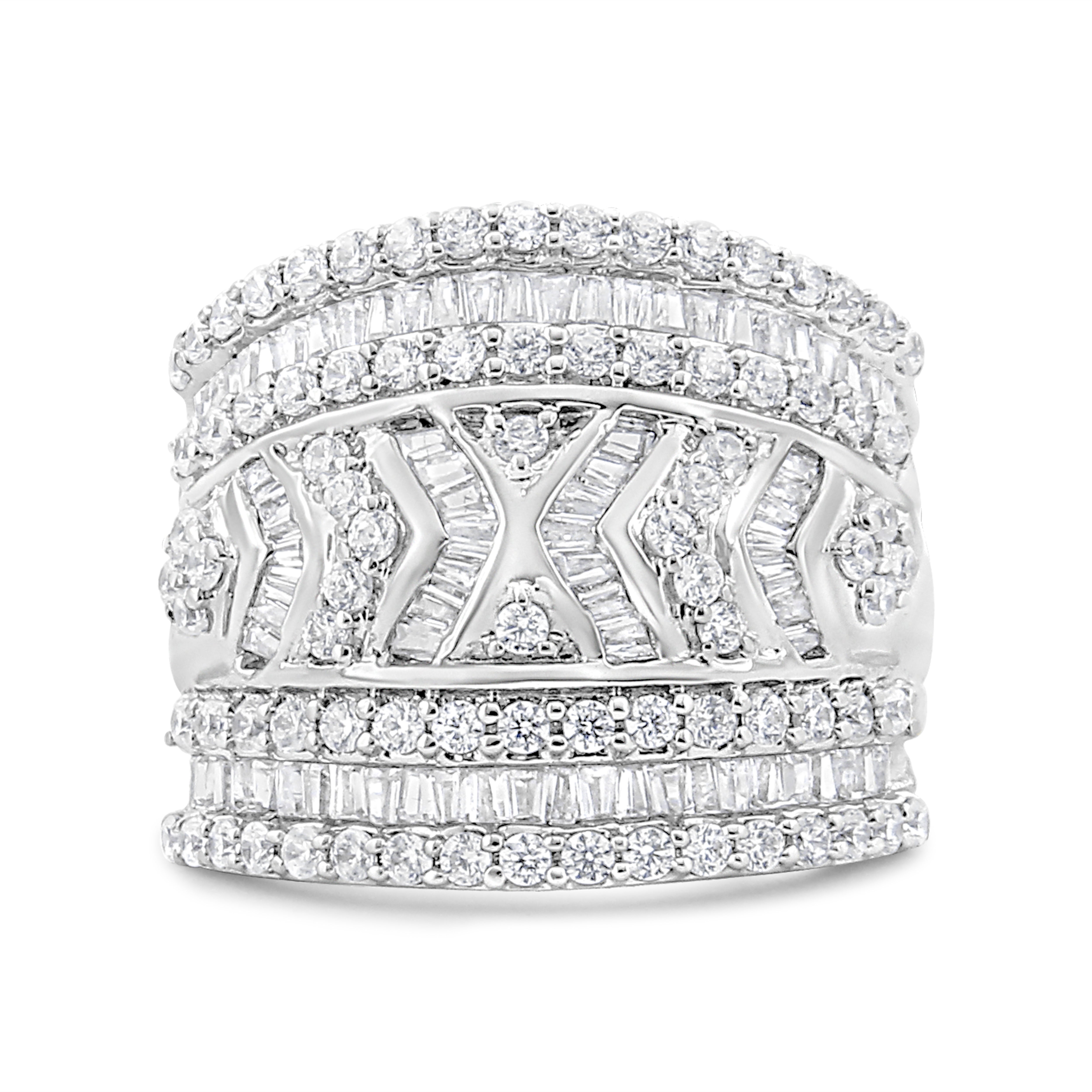 .925 Sterling Silver 2.0 Cttw Diamond Edge Multi-Row Ring Band J-K Color, I3 Clarity - Ring Size 7 on sale at MyriadMart