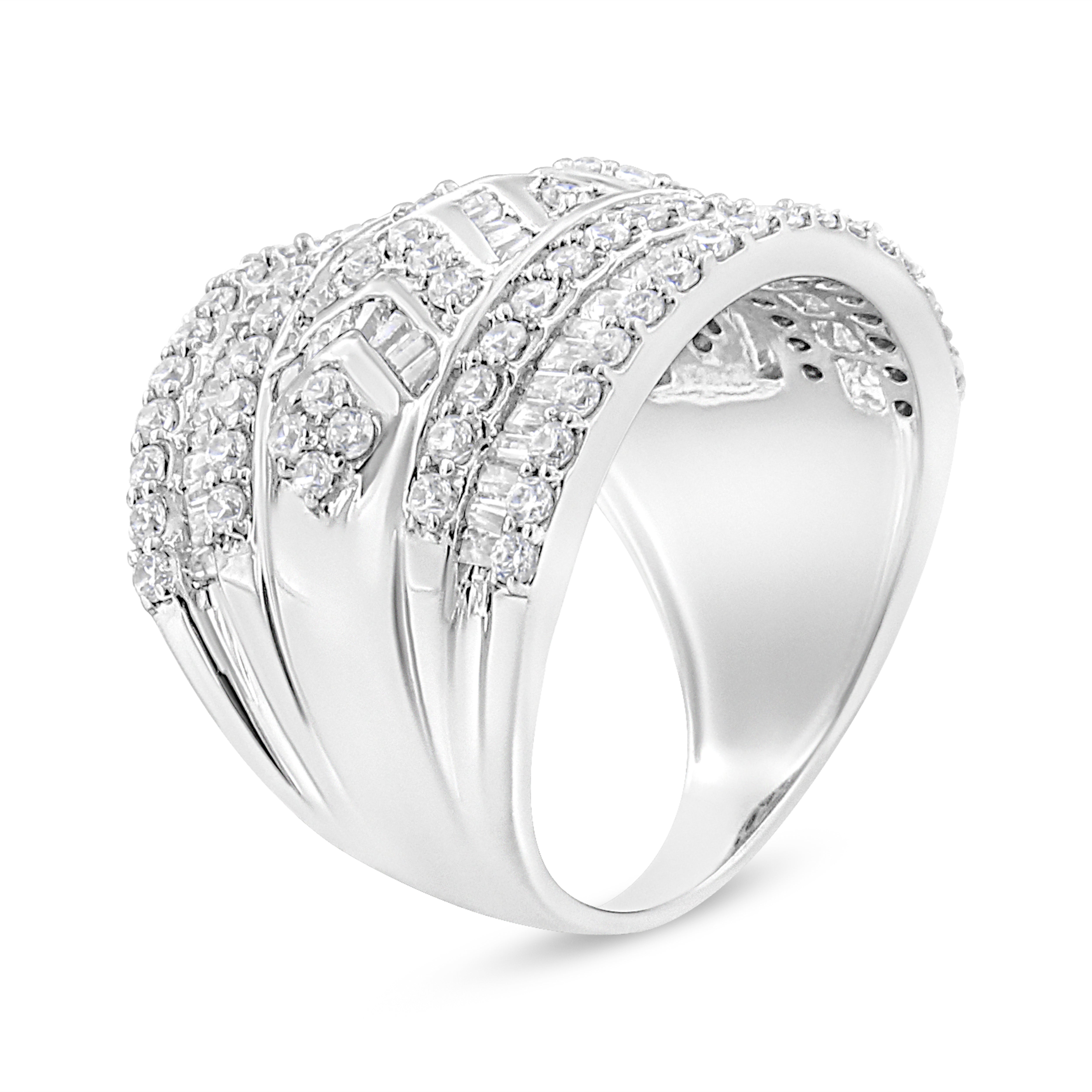 .925 Sterling Silver 2.0 Cttw Diamond Edge Multi-Row Ring Band J-K Color, I3 Clarity - Ring Size 7 on sale at MyriadMart