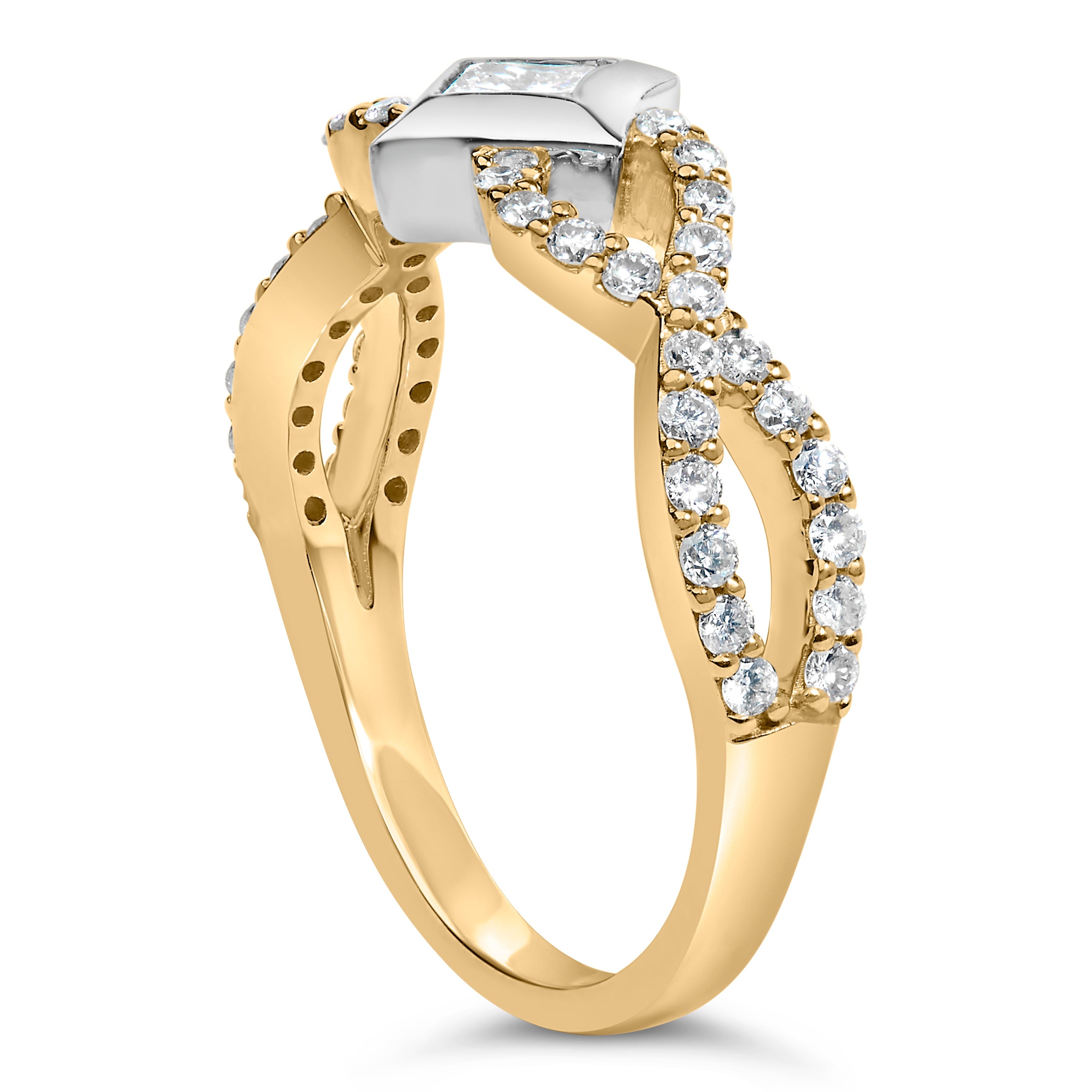 10K Two Tone Color 5/8 Cttw Diamond Kite and Twist Shank Ring H-I Color,SI2-I1 Clarity on sale at MyriadMart