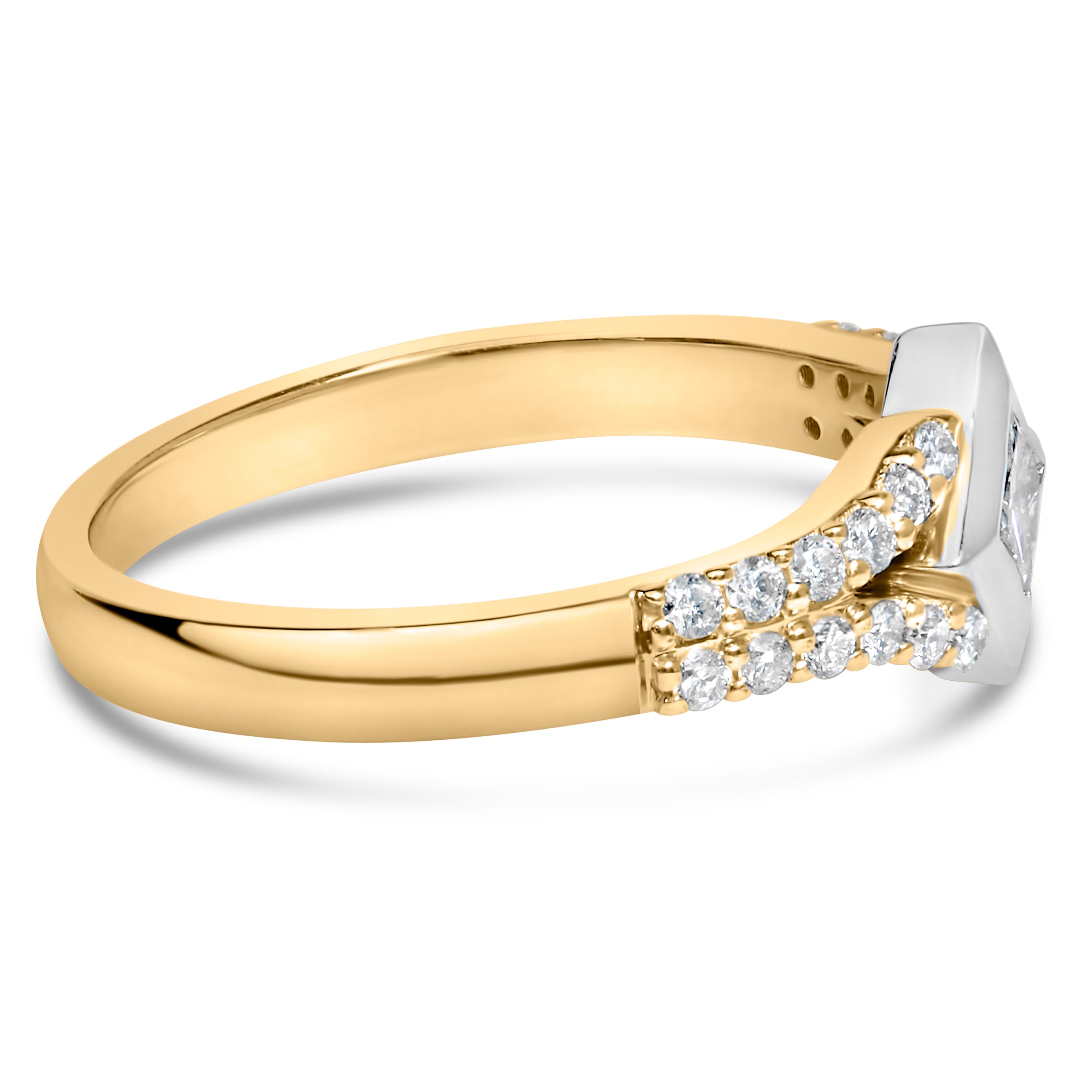 10K Two Tone Color 1/2 Cttw Diamond Kite and Split Shank Ring H-I Color,SI2-I1 Clarity on sale at MyriadMart