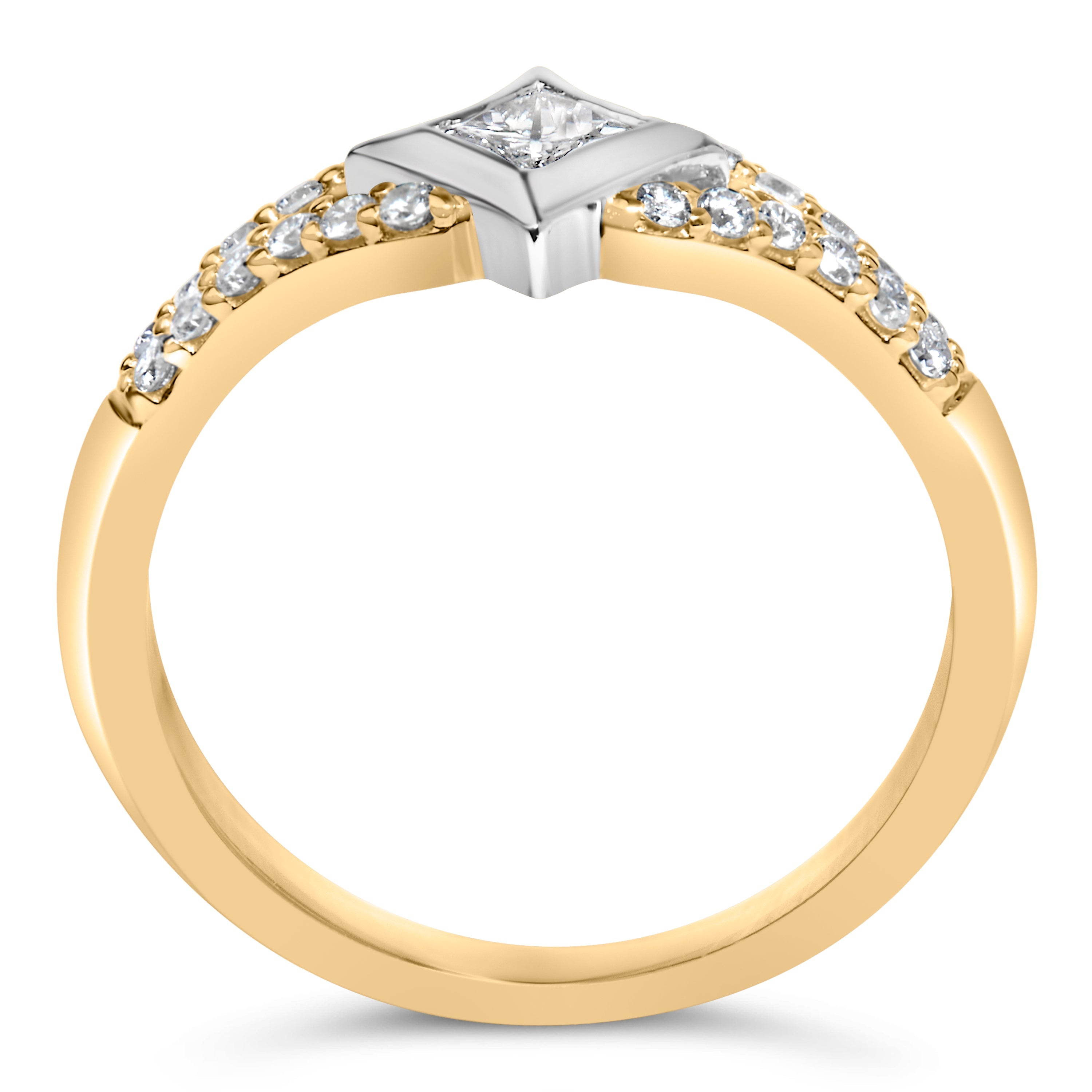 10K Two Tone Color 1/2 Cttw Diamond Kite and Split Shank Ring H-I Color,SI2-I1 Clarity on sale at MyriadMart