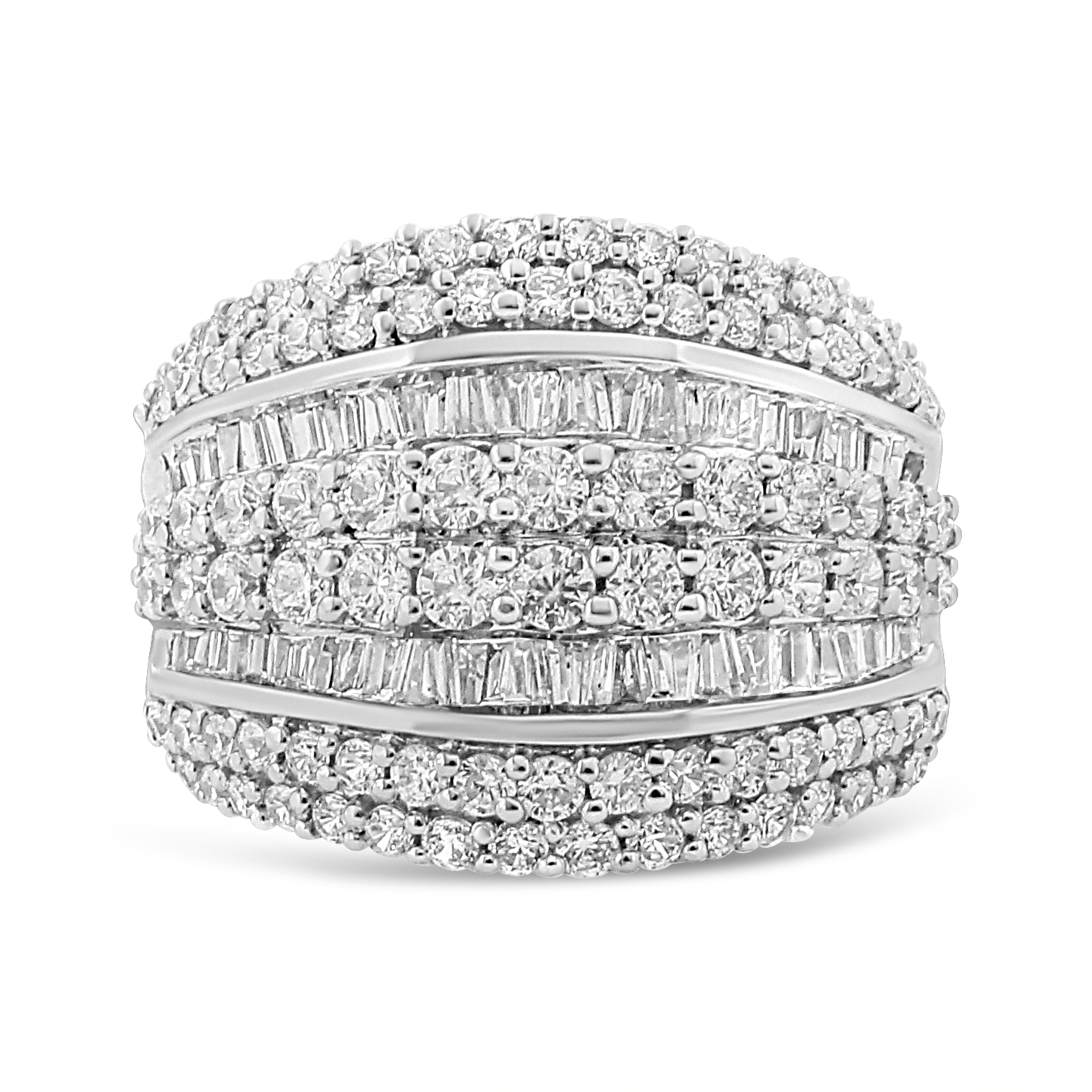 .925 Sterling Silver 2.00 Cttw Round and Baguette-Cut Diamond Cluster Ring H-I Color, I1-I2 Clarity - Size 7 on sale at MyriadMart