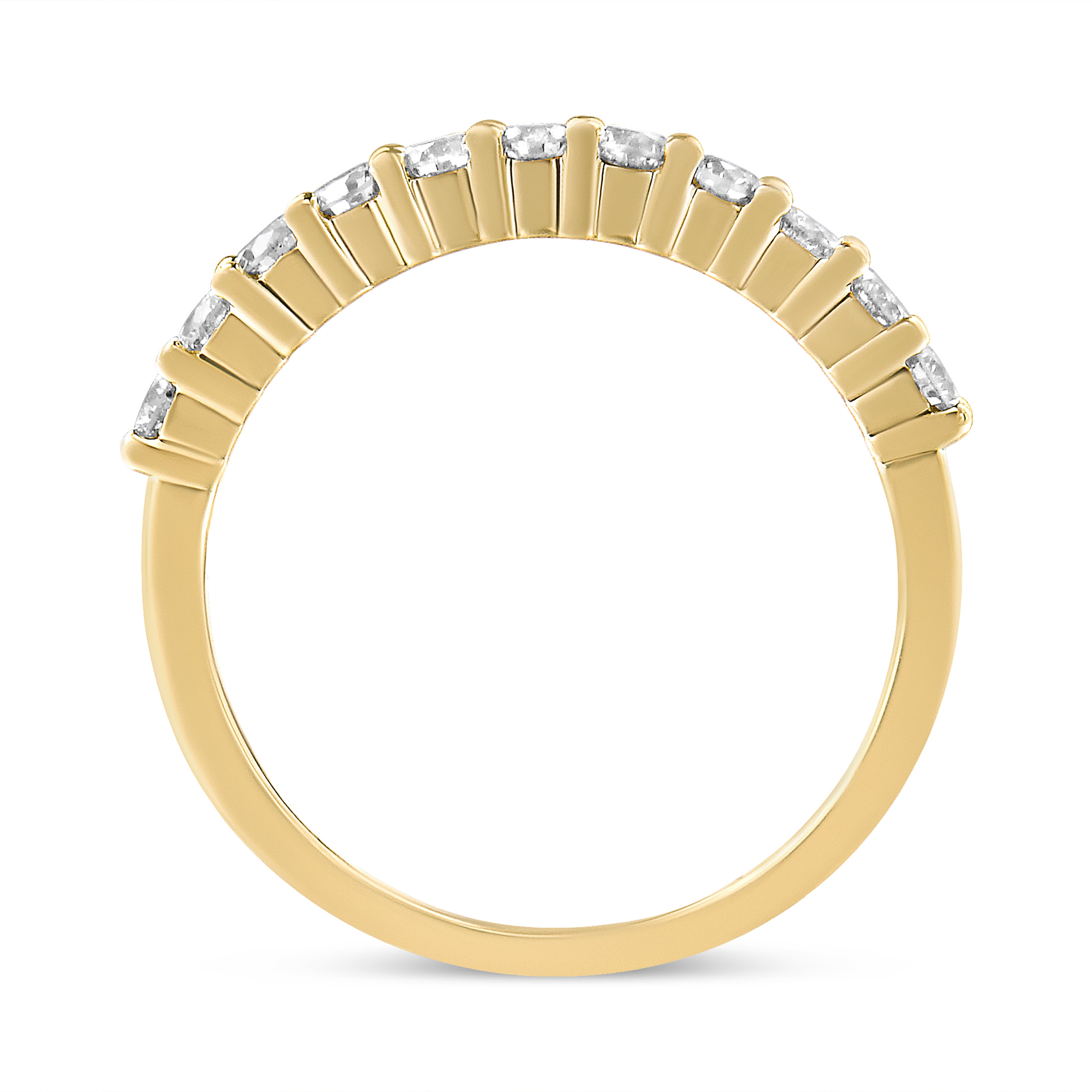 IGI Certified 1/2 Cttw Diamond 10K Yellow Gold Prong Set Fluted Band Style Wedding Ring J-K Color, I1-I2 Clarity - Size 7 on sale at MyriadMart