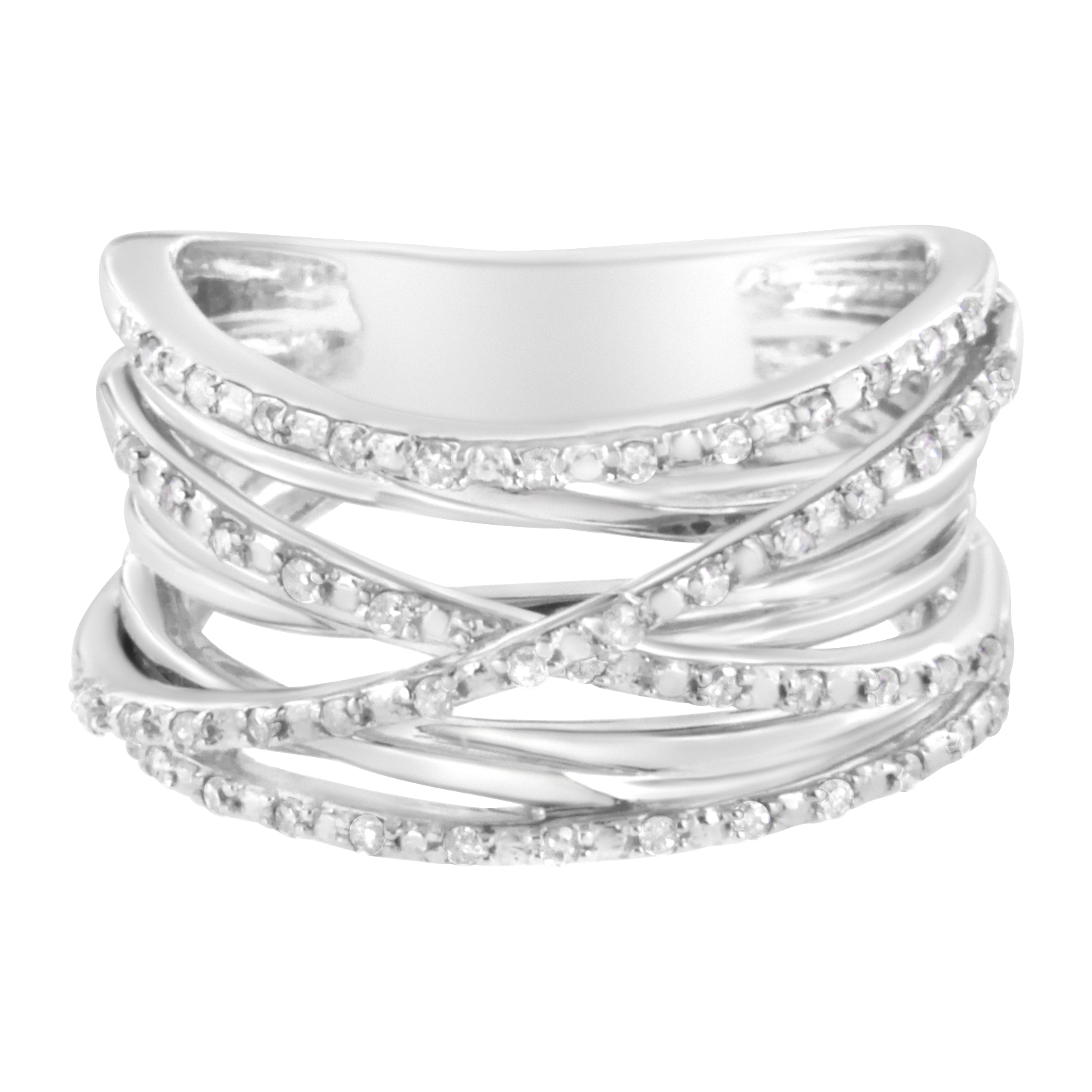 .925 Sterling Silver 1/4 Cttw Prong Set Round-Cut Diamond Bypass Ring I-J Color, I1-I2 Clarity - Size 7 on sale at MyriadMart