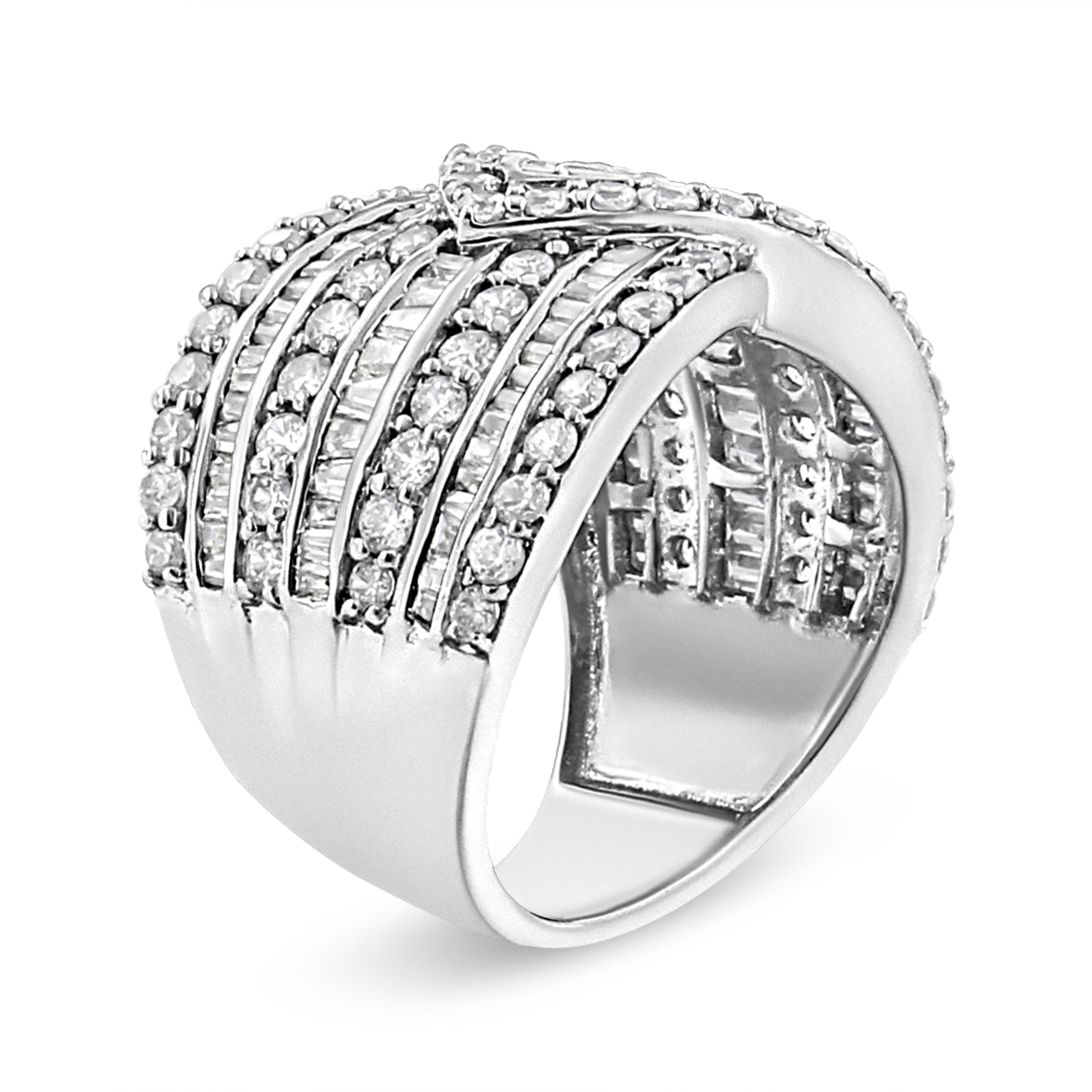 .925 Sterling Silver 2 3/8 Cttw Diamond Multi Row Overlay Band Ring J-K Color, I3 Clarity - Ring Size 7 on sale at MyriadMart
