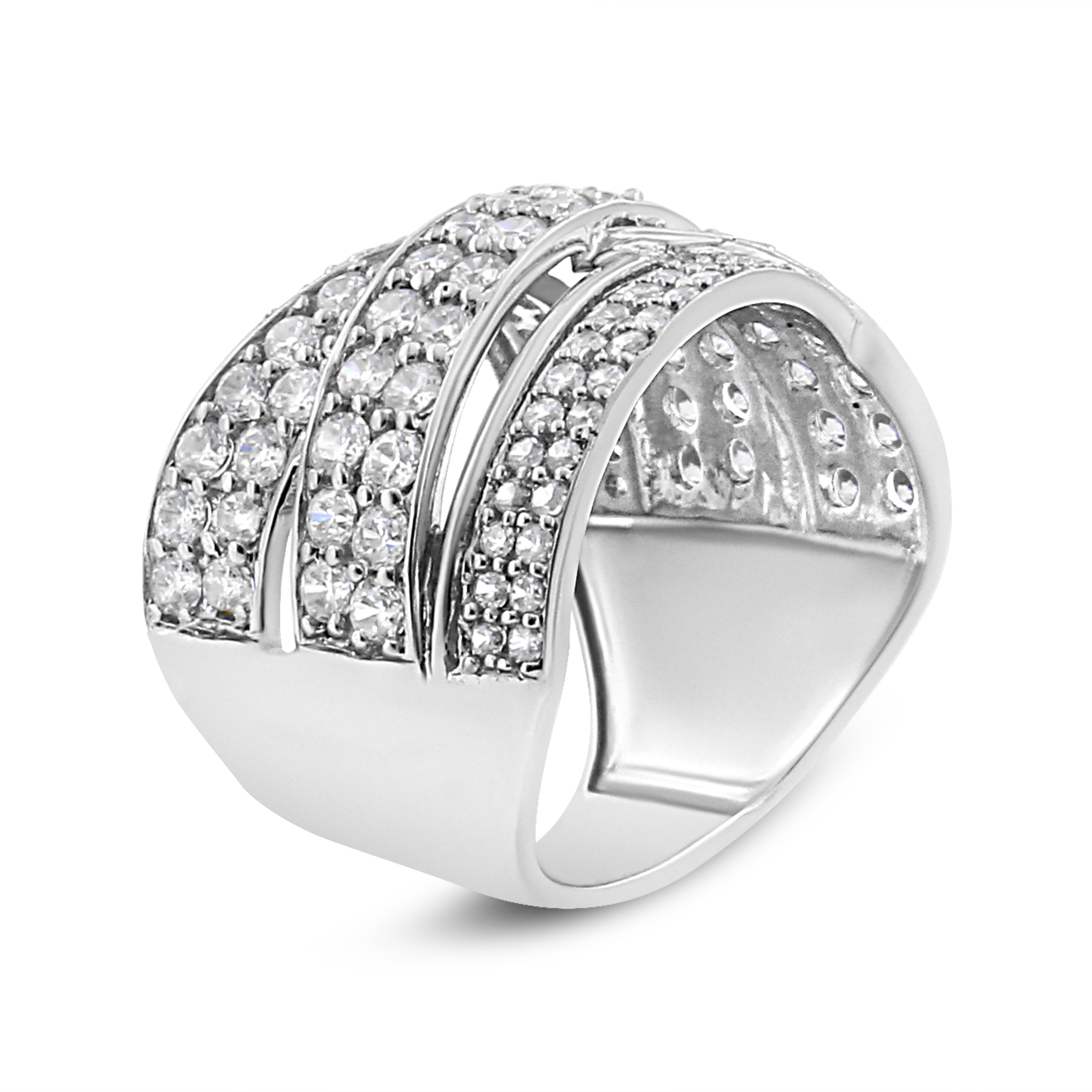 .925 Sterling Silver 2.00 Cttw Round-Cut Diamond Overlapping Bypass Band Ring I-J Color, I2-I3 Clarity - Ring Size 7 on sale at MyriadMart